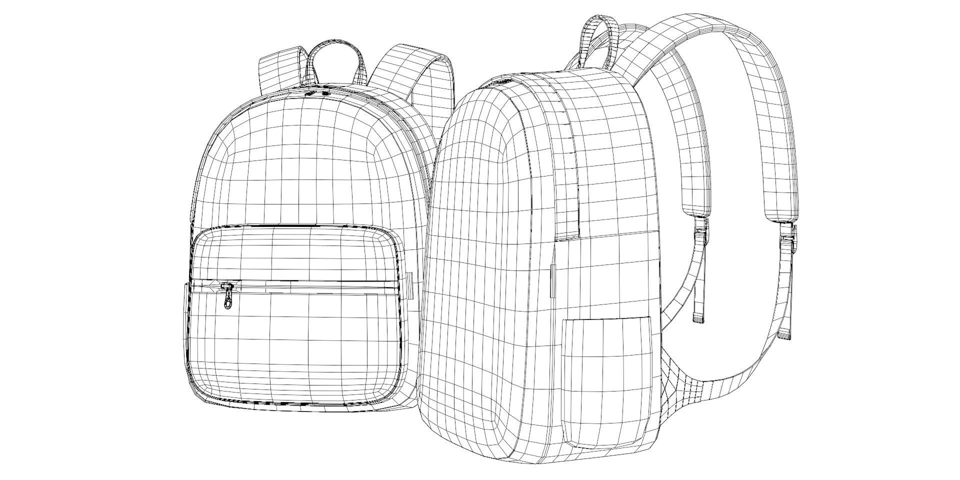 Black Urban fabric Backpack Low-poly 3D model_20