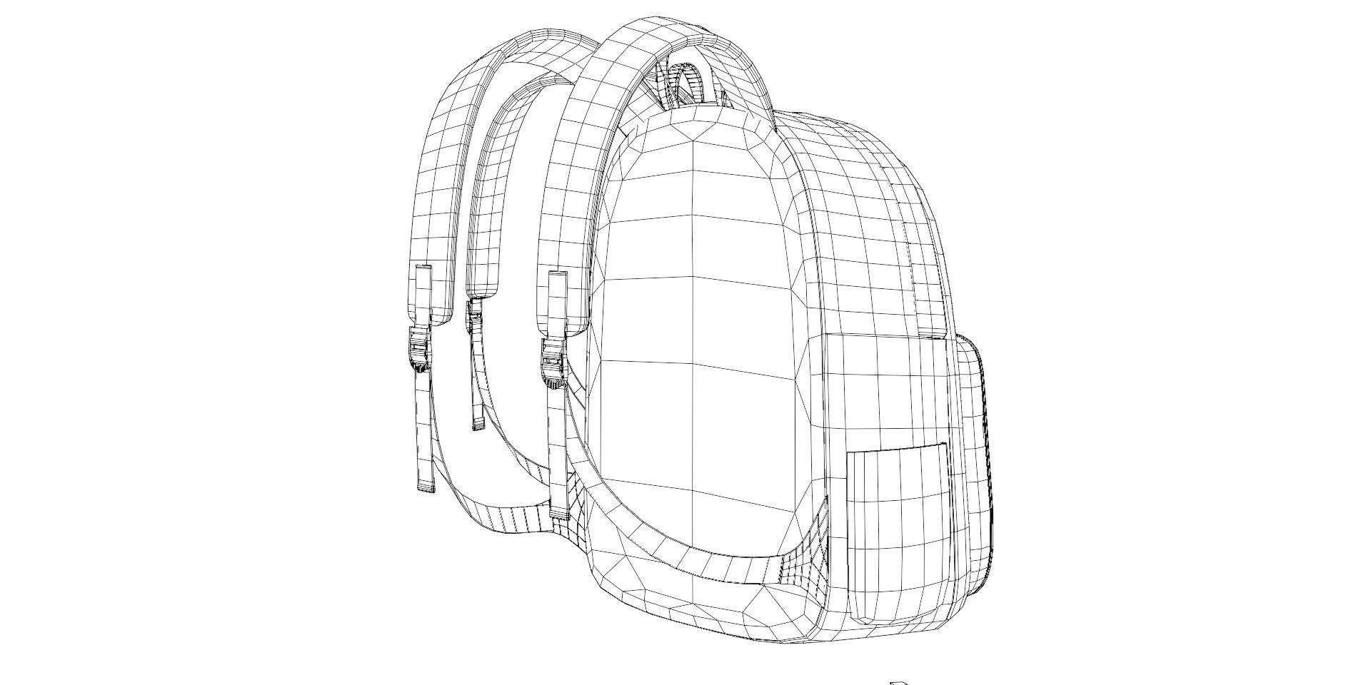 Black Urban fabric Backpack Low-poly 3D model_15