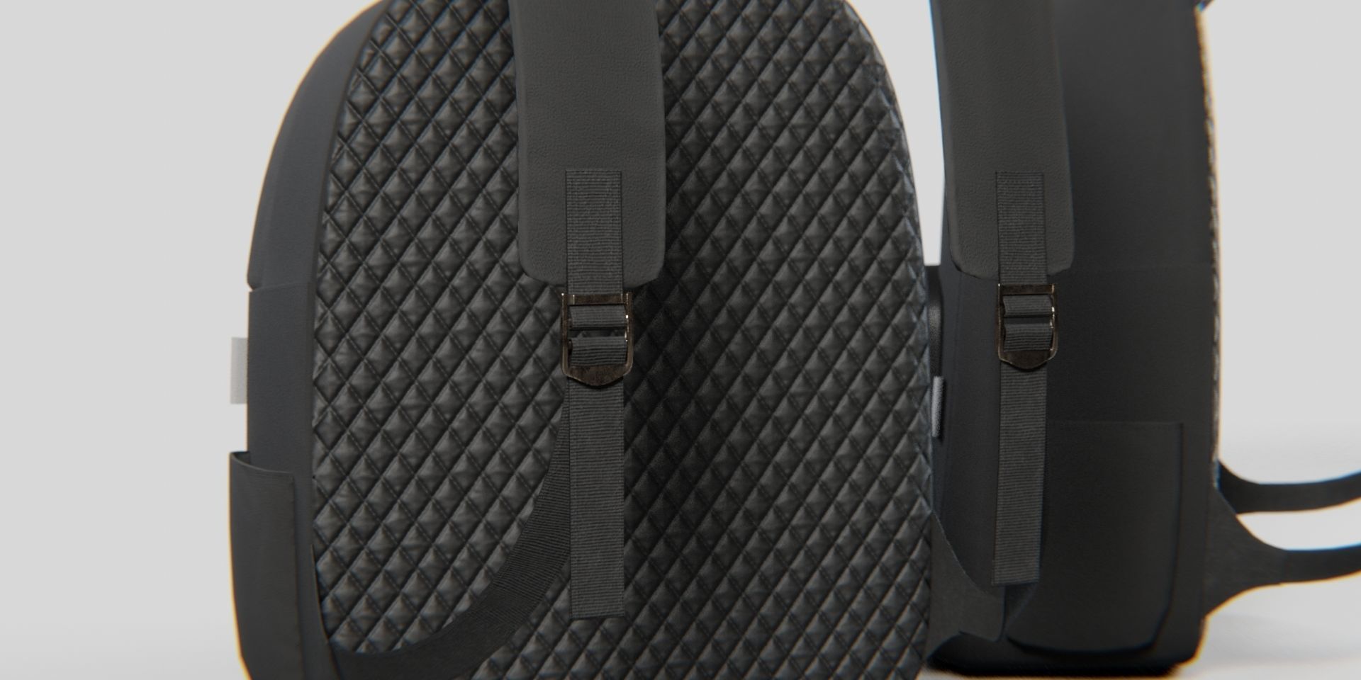 Black Urban fabric Backpack Low-poly 3D model_8