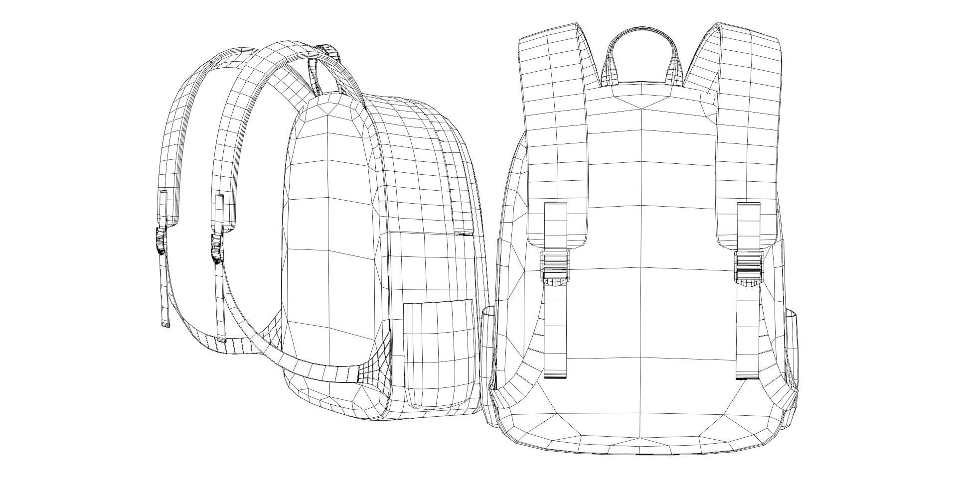 Black Urban fabric Backpack Low-poly 3D model_16