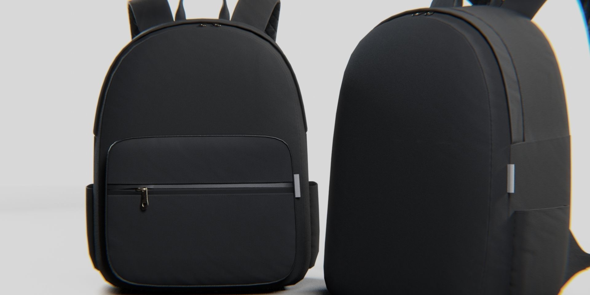 Black Urban fabric Backpack Low-poly 3D model_10