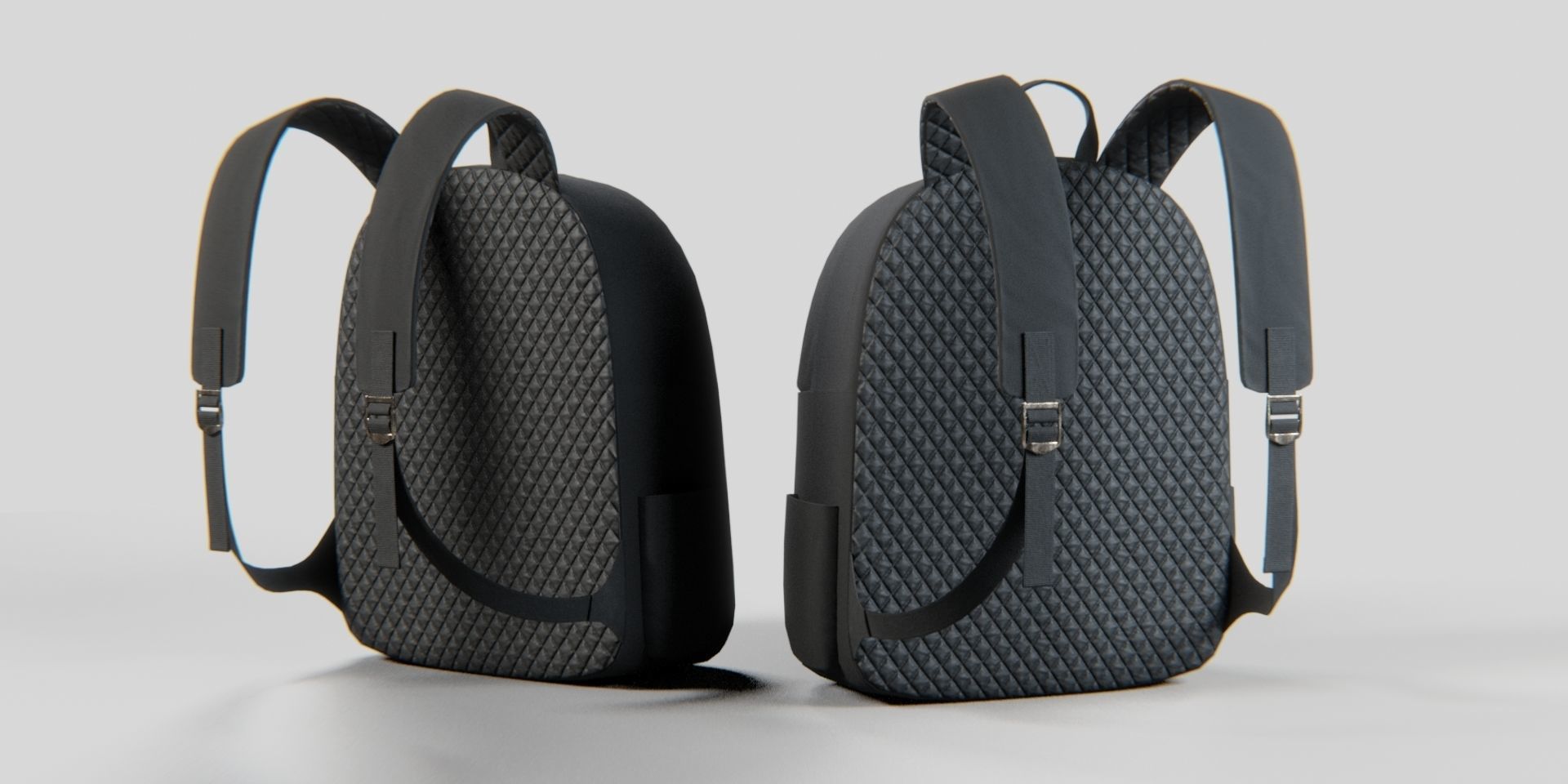Black Urban fabric Backpack Low-poly 3D model_6