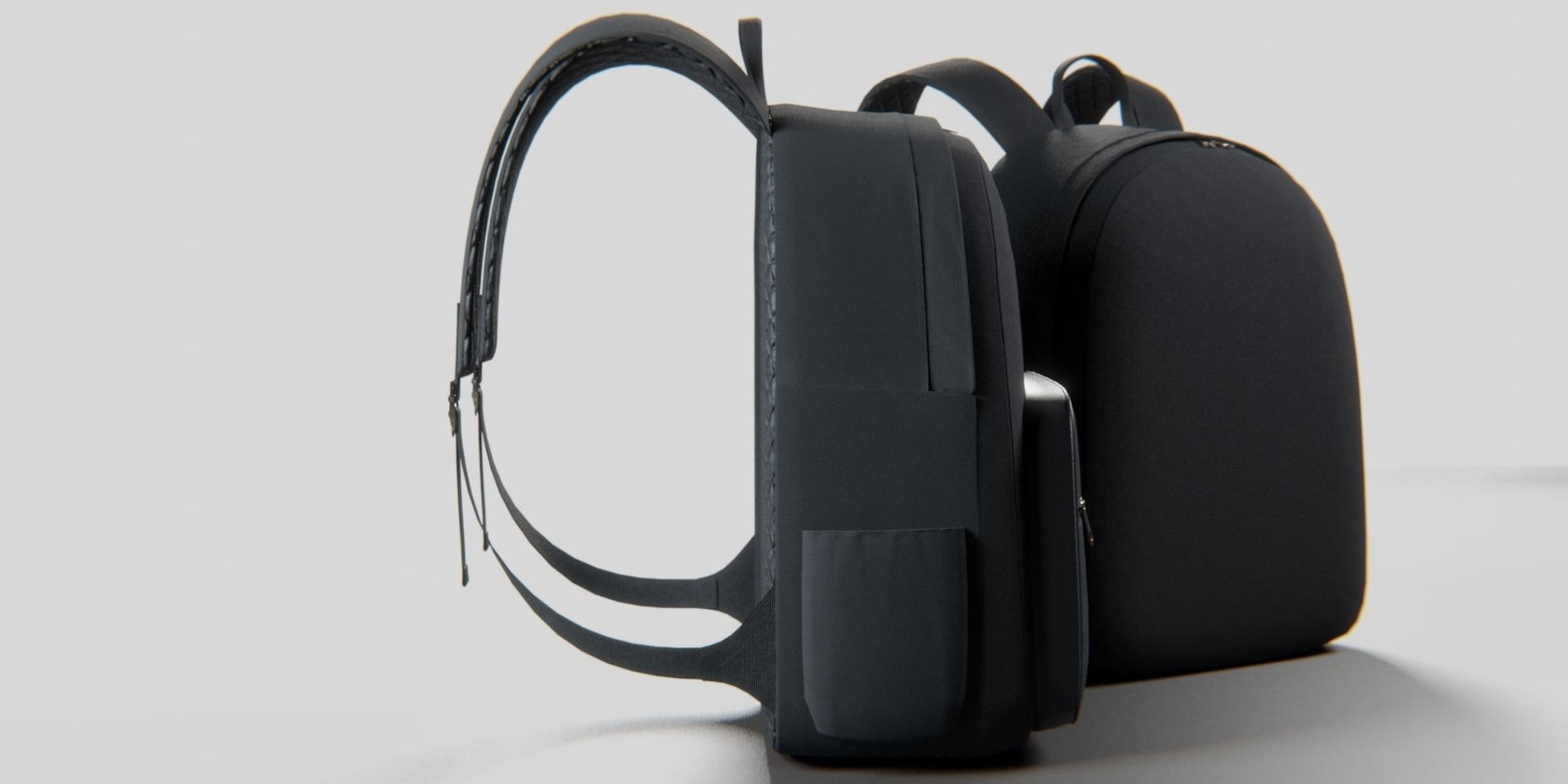 Black Urban fabric Backpack Low-poly 3D model_3