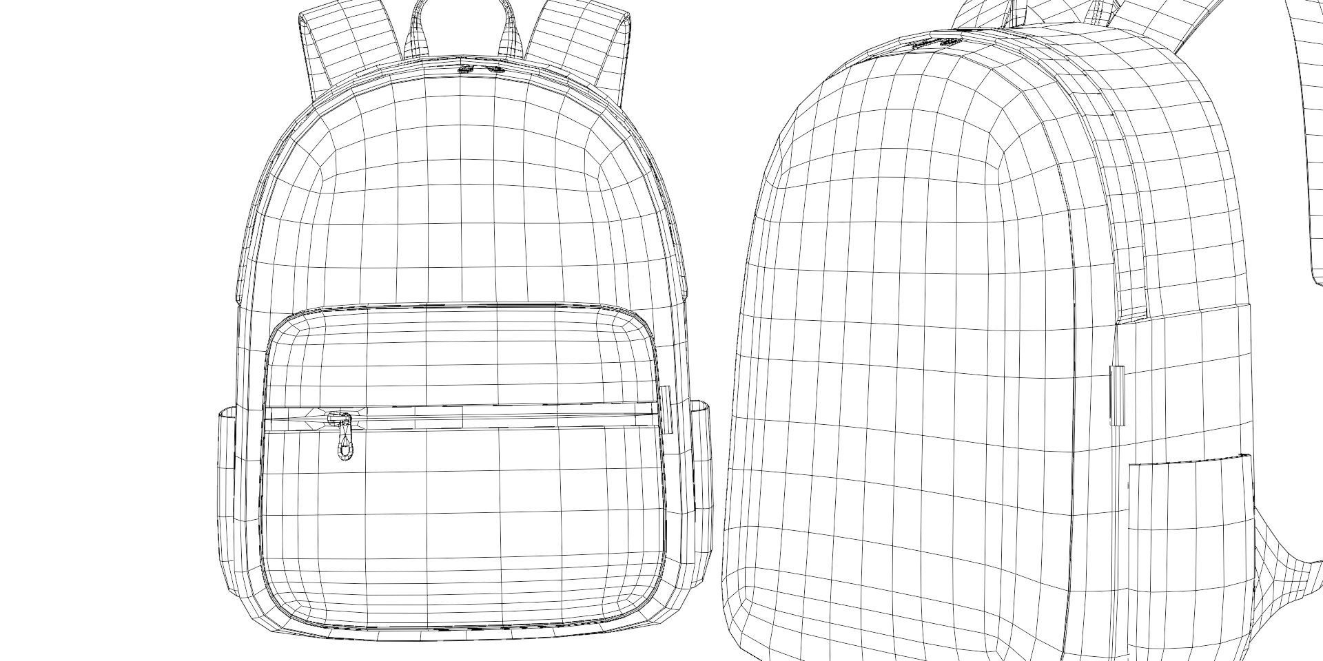 Black Urban fabric Backpack Low-poly 3D model_21