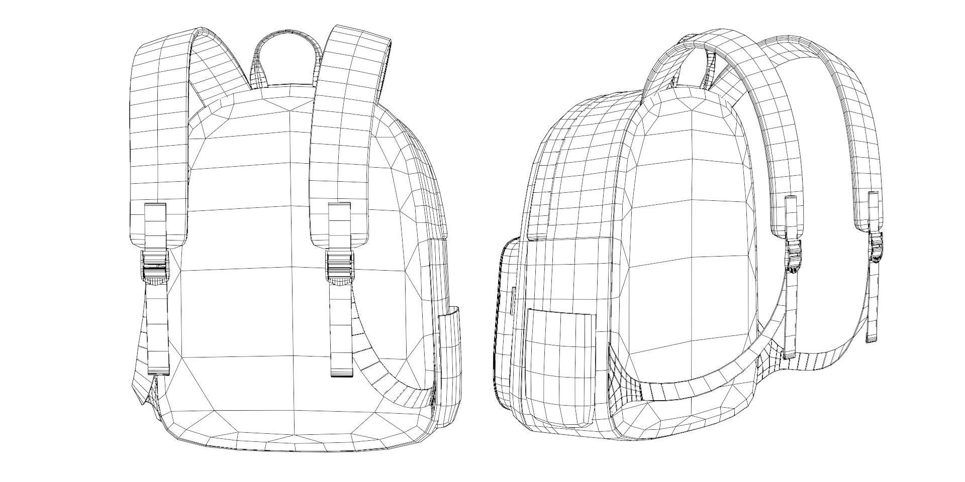 Black Urban fabric Backpack Low-poly 3D model_18