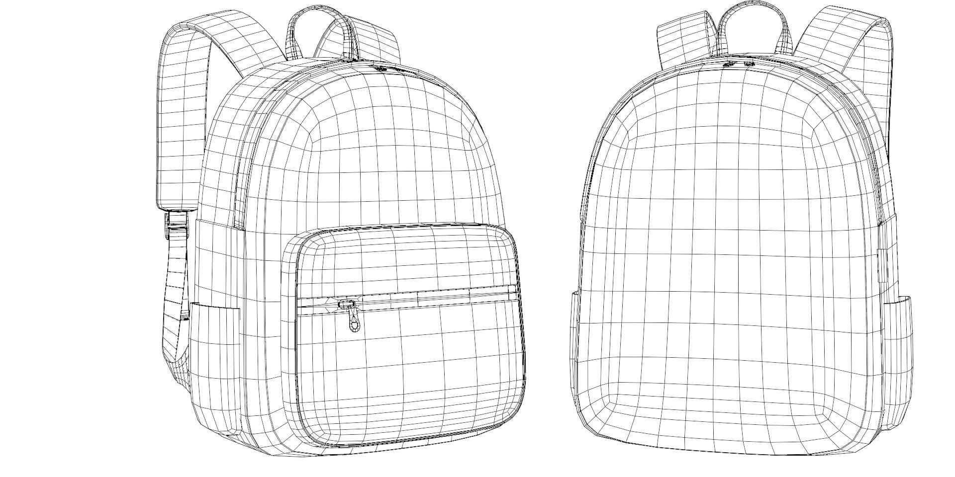 Black Urban fabric Backpack Low-poly 3D model_22