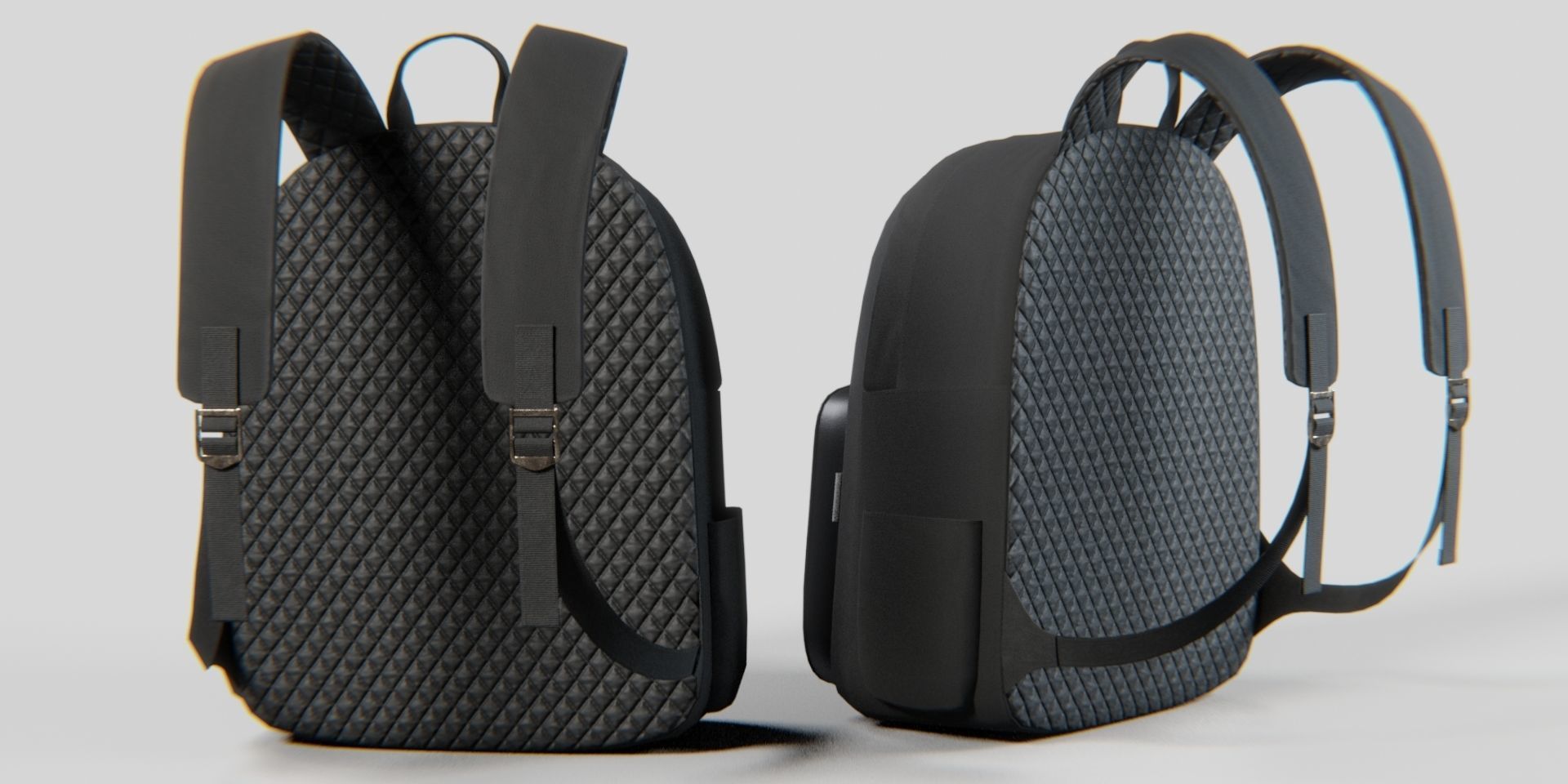 Black Urban fabric Backpack Low-poly 3D model_7