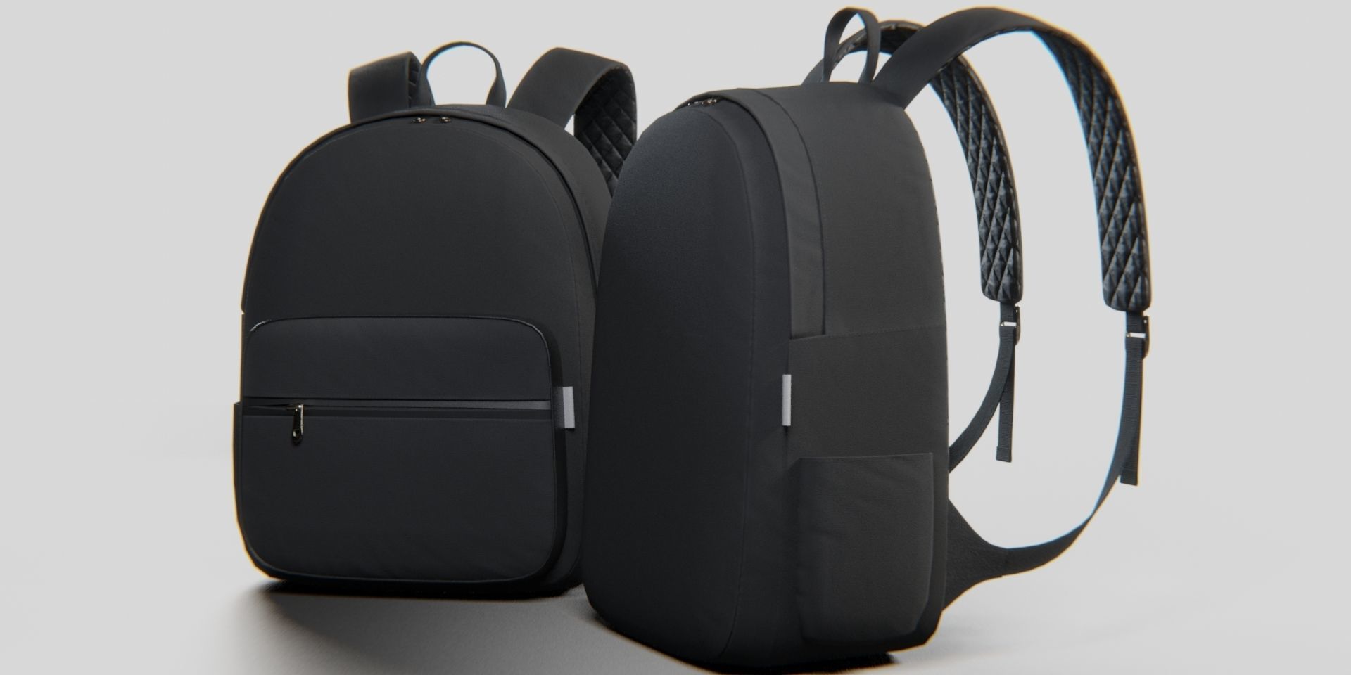 Black Urban fabric Backpack Low-poly 3D model_9