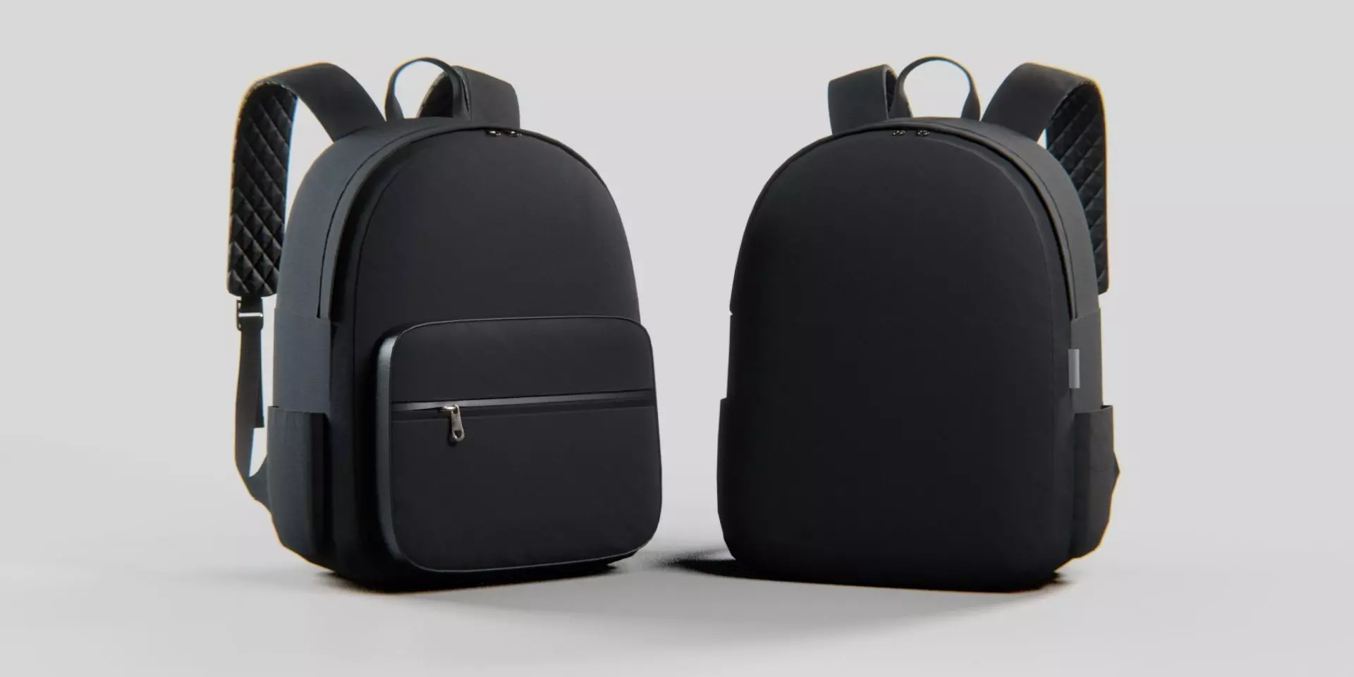 Black Urban fabric Backpack Low-poly 3D model_0