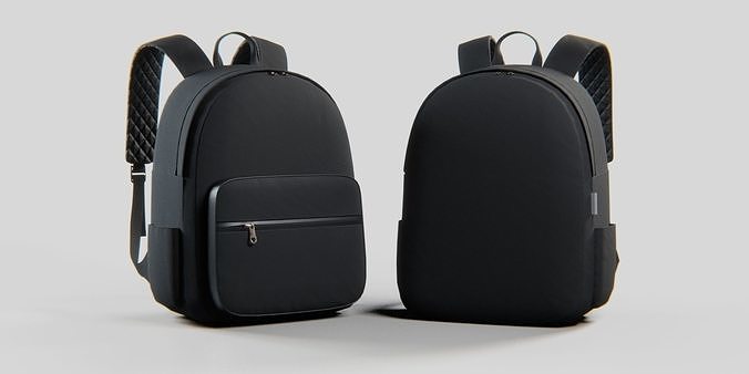 Black Urban fabric Backpack Low-poly 3D model