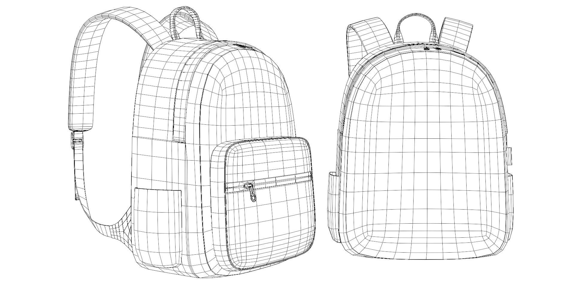 Black Urban fabric Backpack Low-poly 3D model_14