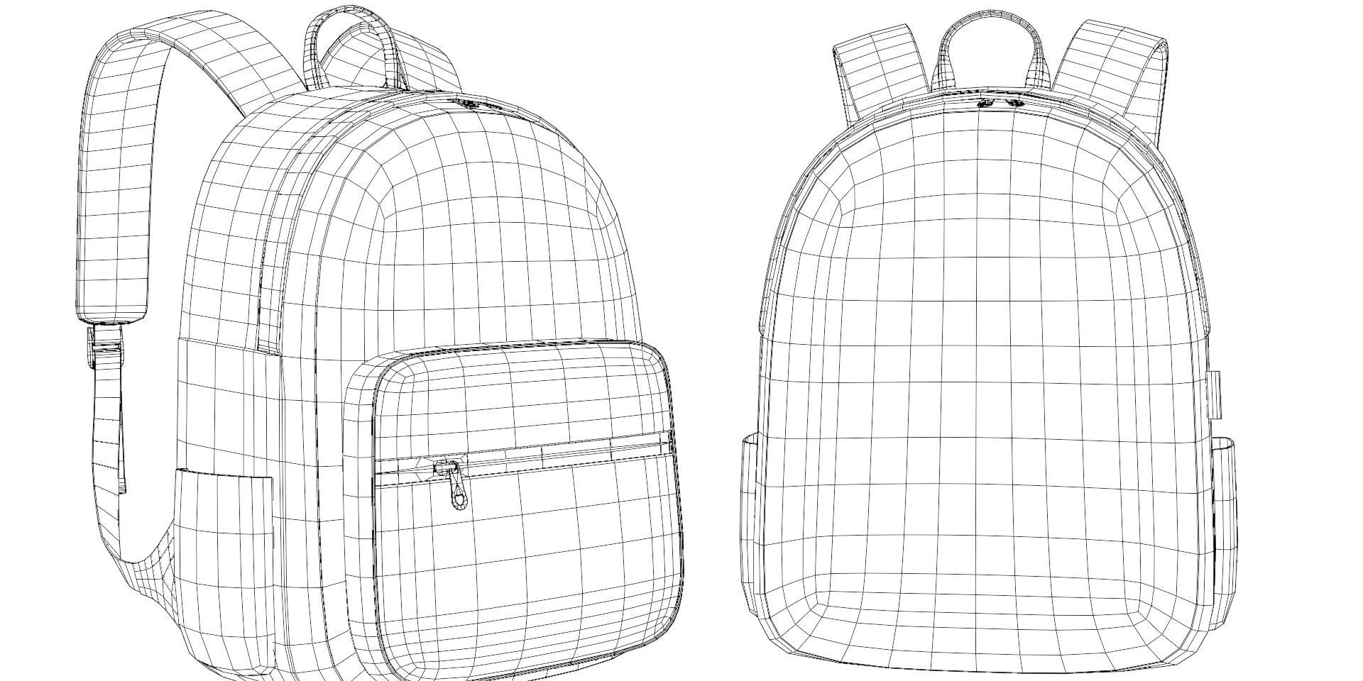 Black Urban fabric Backpack Low-poly 3D model_23