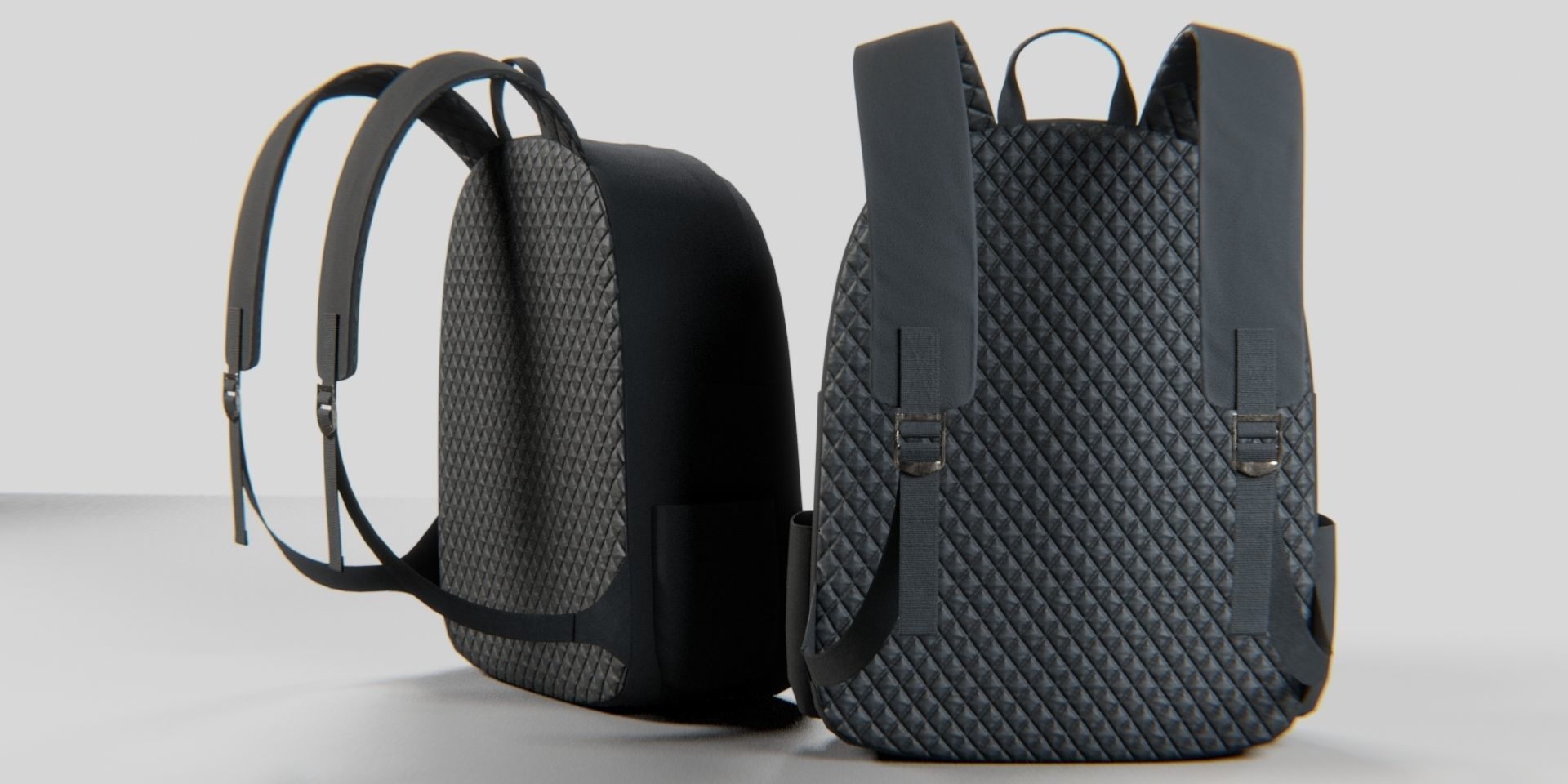 Black Urban fabric Backpack Low-poly 3D model_5