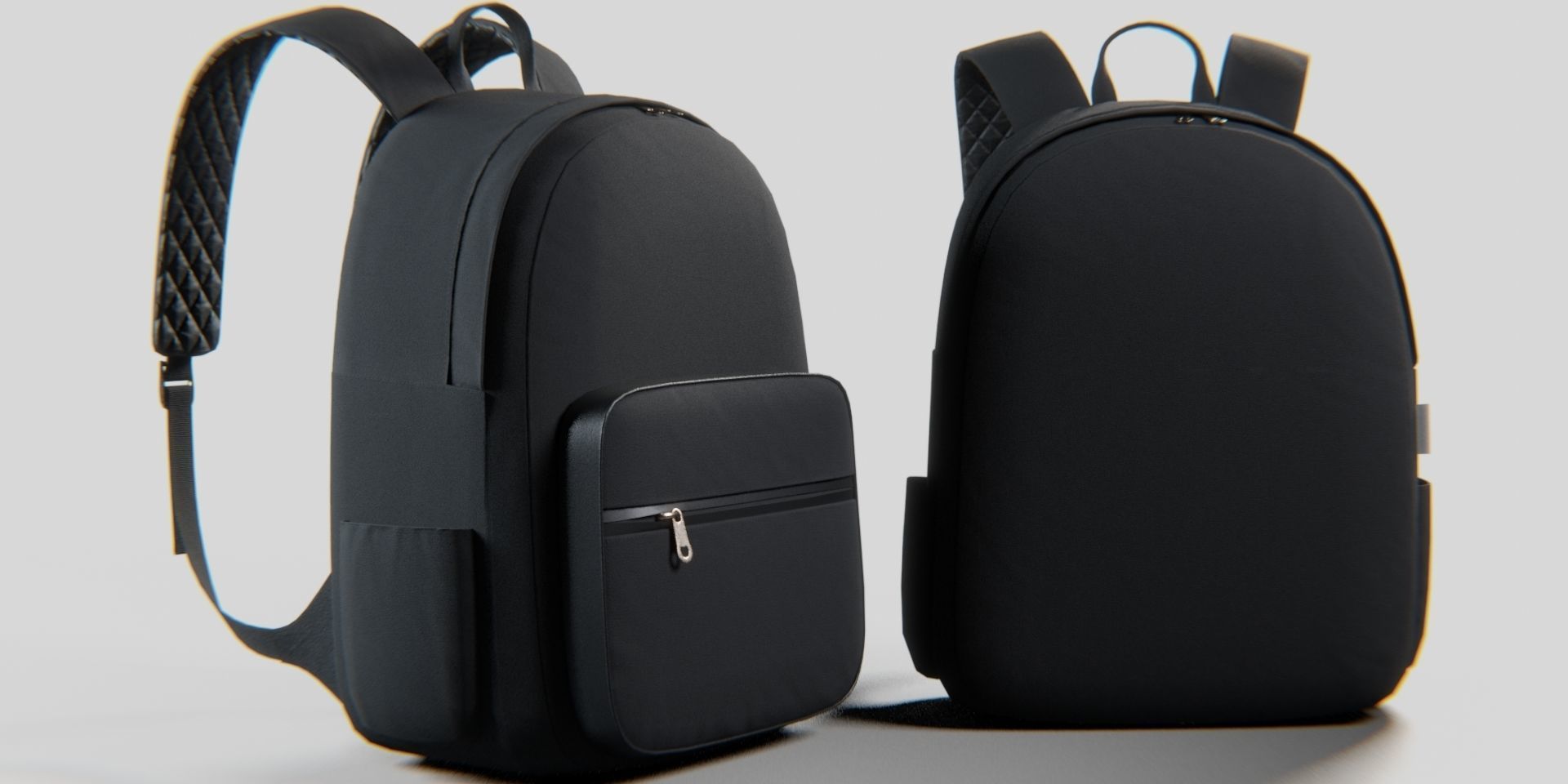 Black Urban fabric Backpack Low-poly 3D model_2