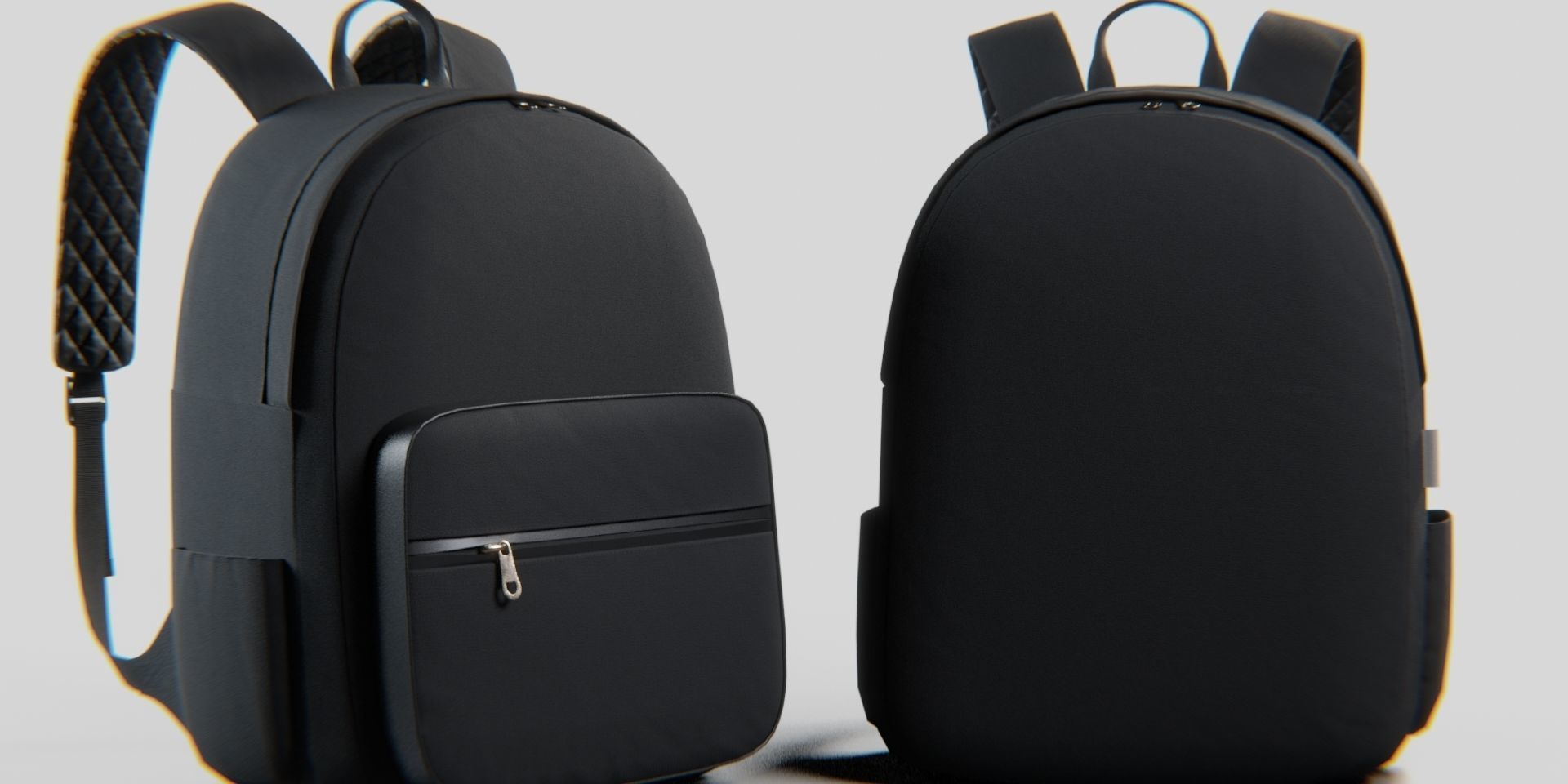 Black Urban fabric Backpack Low-poly 3D model_12