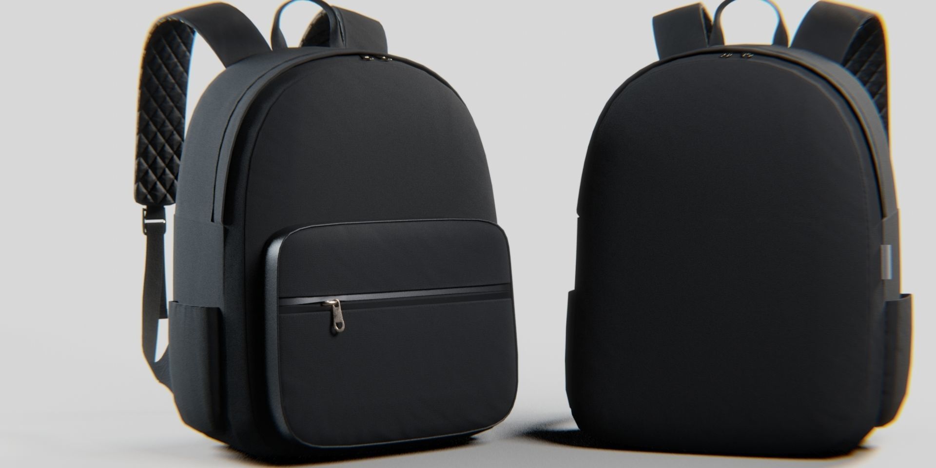 Black Urban fabric Backpack Low-poly 3D model_11