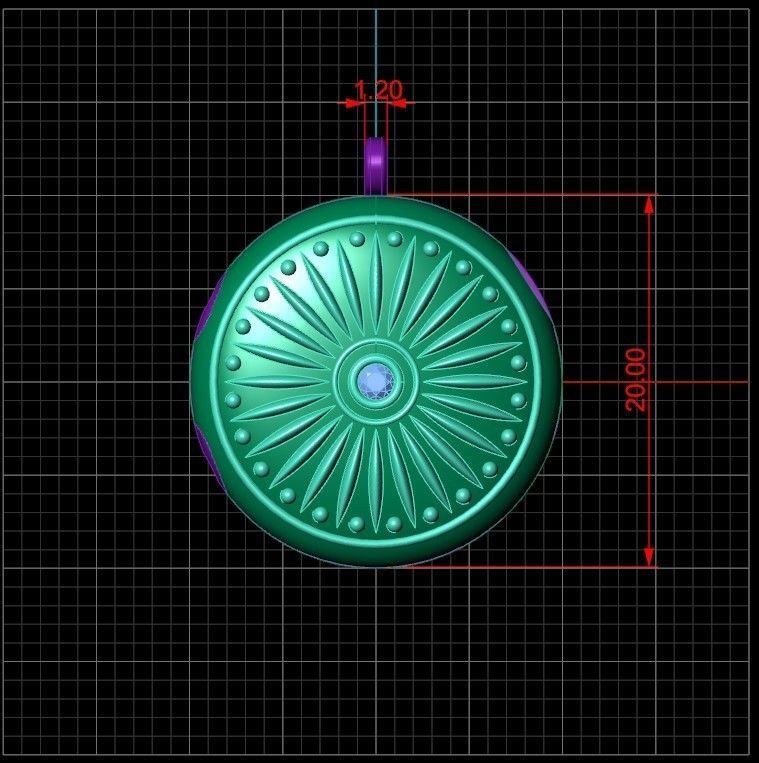 Medallion disc with measurements 3D print model_2