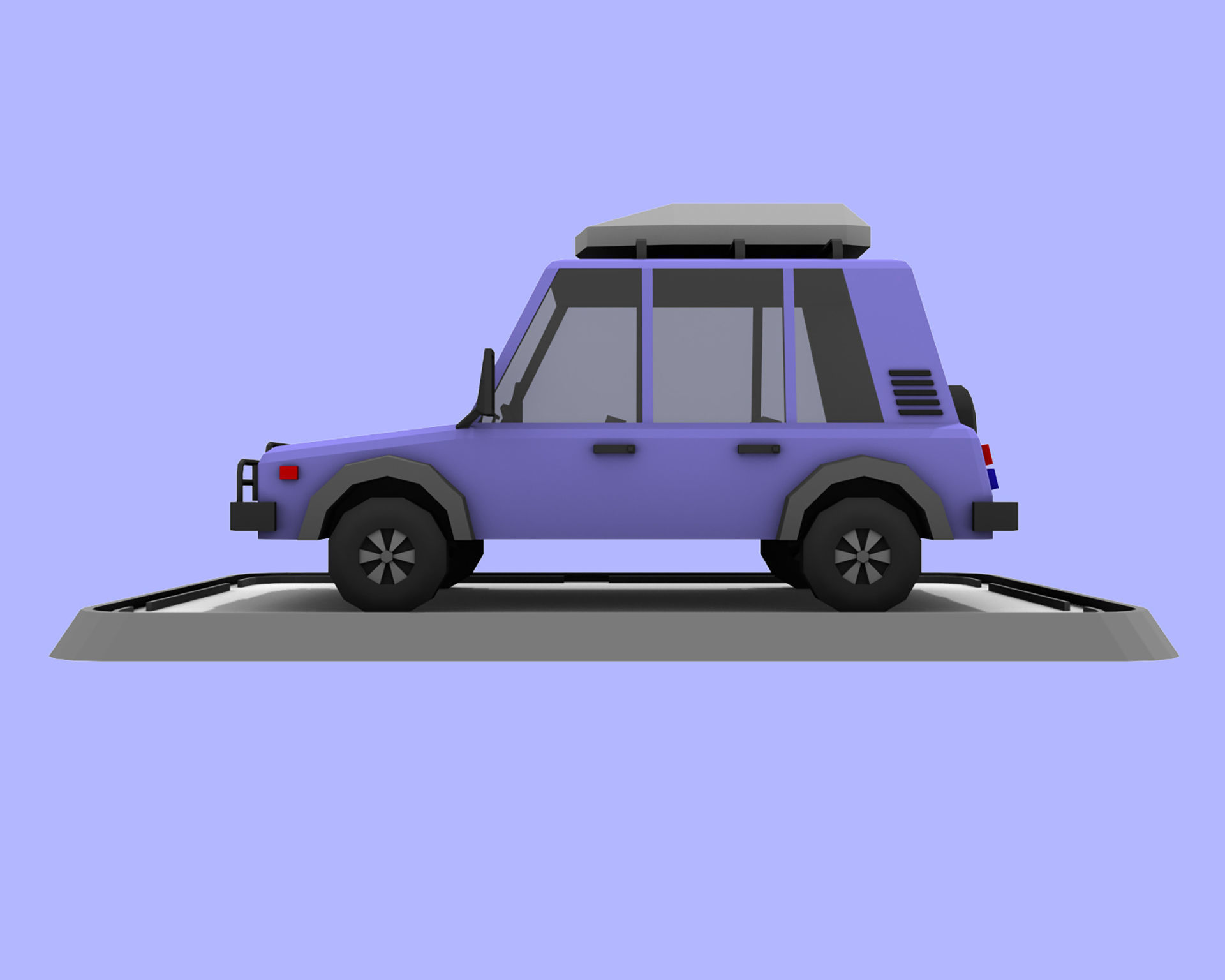 Cartoon Low Poly Jeep Crossover Car Low-poly 3D model_5