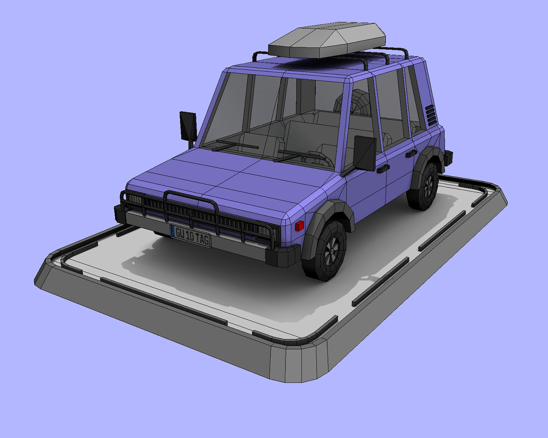 Cartoon Low Poly Jeep Crossover Car Low-poly 3D model_1