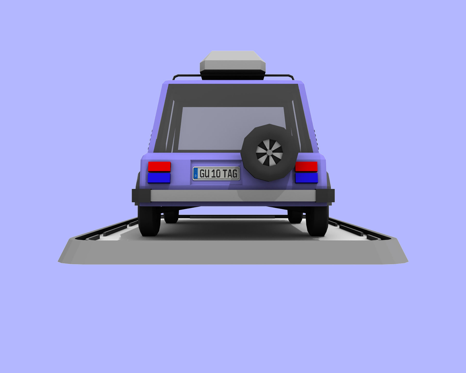 Cartoon Low Poly Jeep Crossover Car Low-poly 3D model_7
