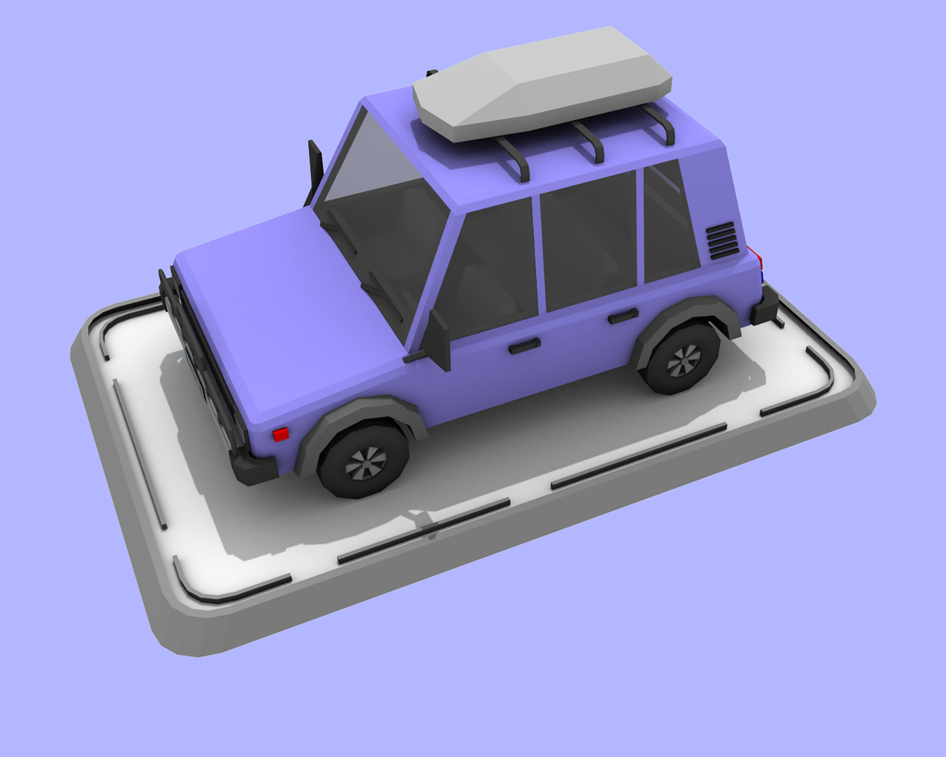 Cartoon Low Poly Jeep Crossover Car Low-poly 3D model_2