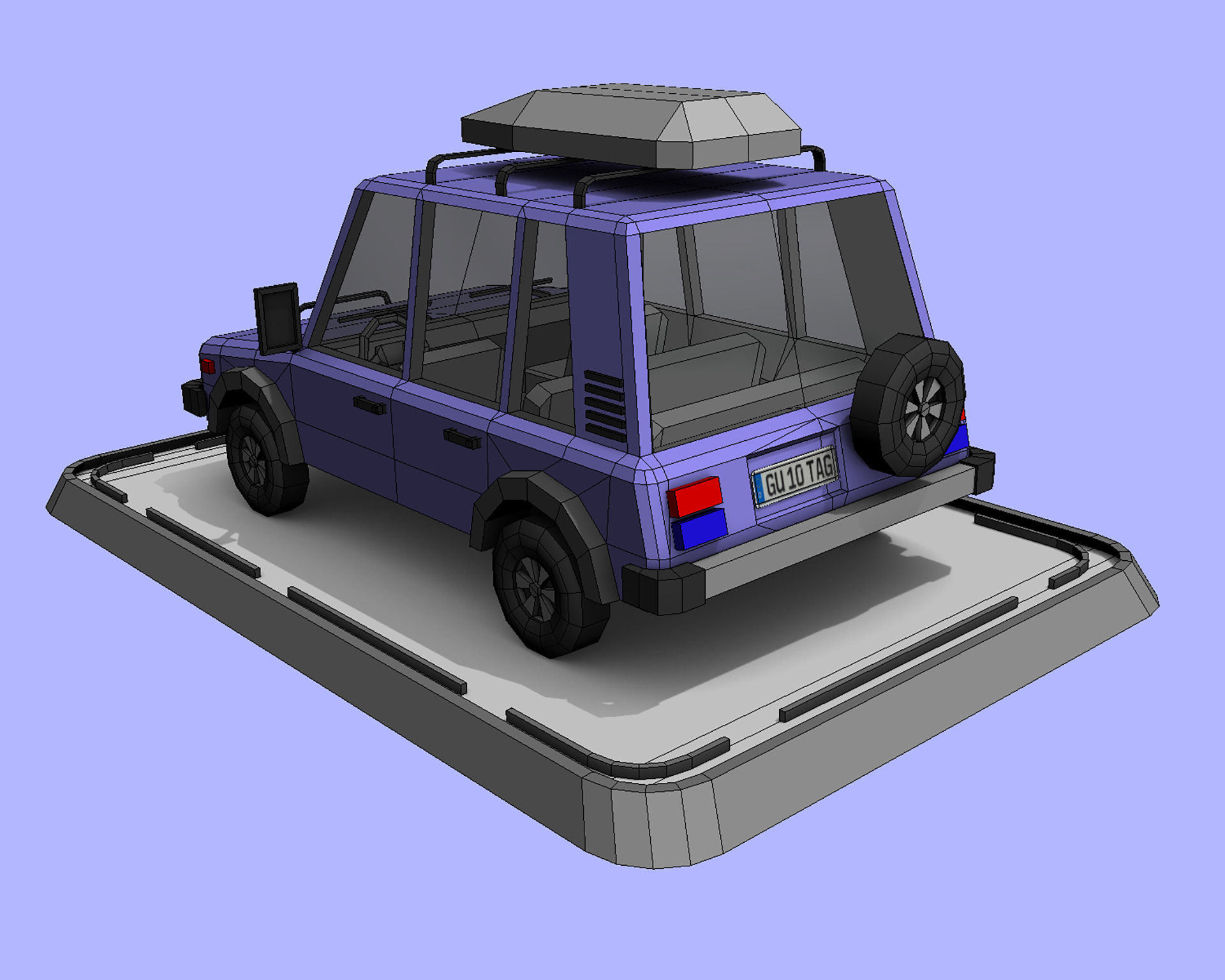 Cartoon Low Poly Jeep Crossover Car Low-poly 3D model_4