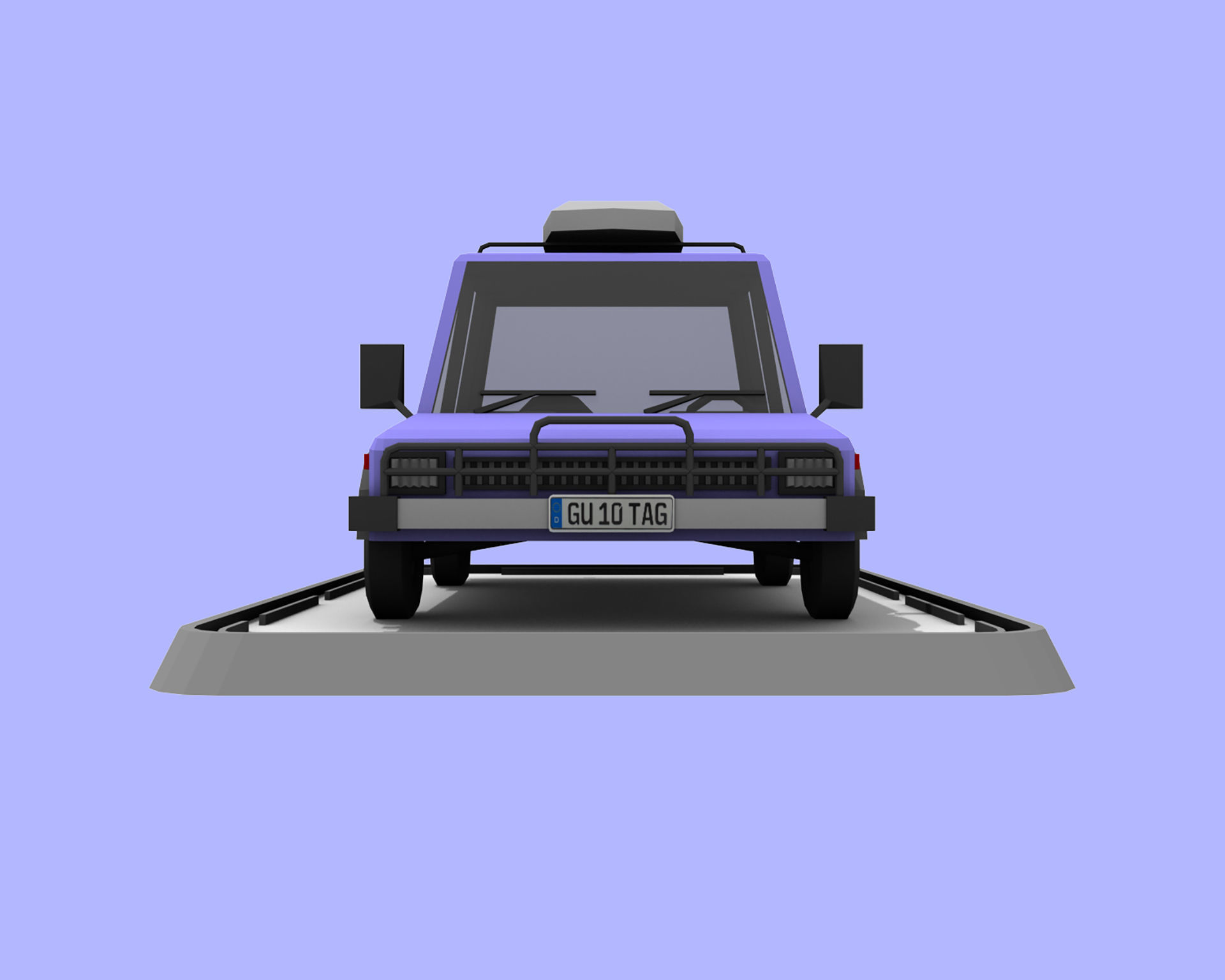 Cartoon Low Poly Jeep Crossover Car Low-poly 3D model_6