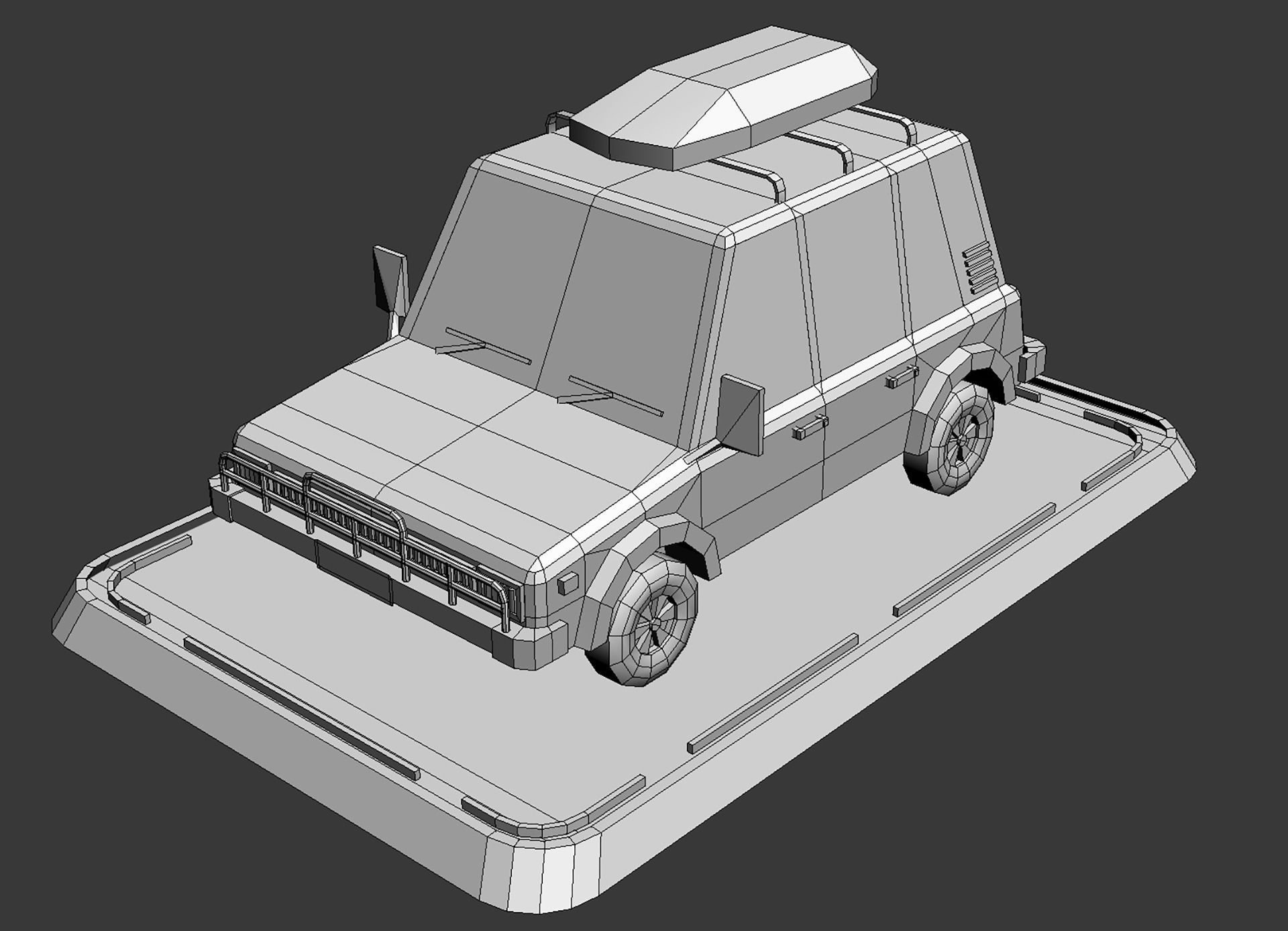 Cartoon Low Poly Jeep Crossover Car Low-poly 3D model_8