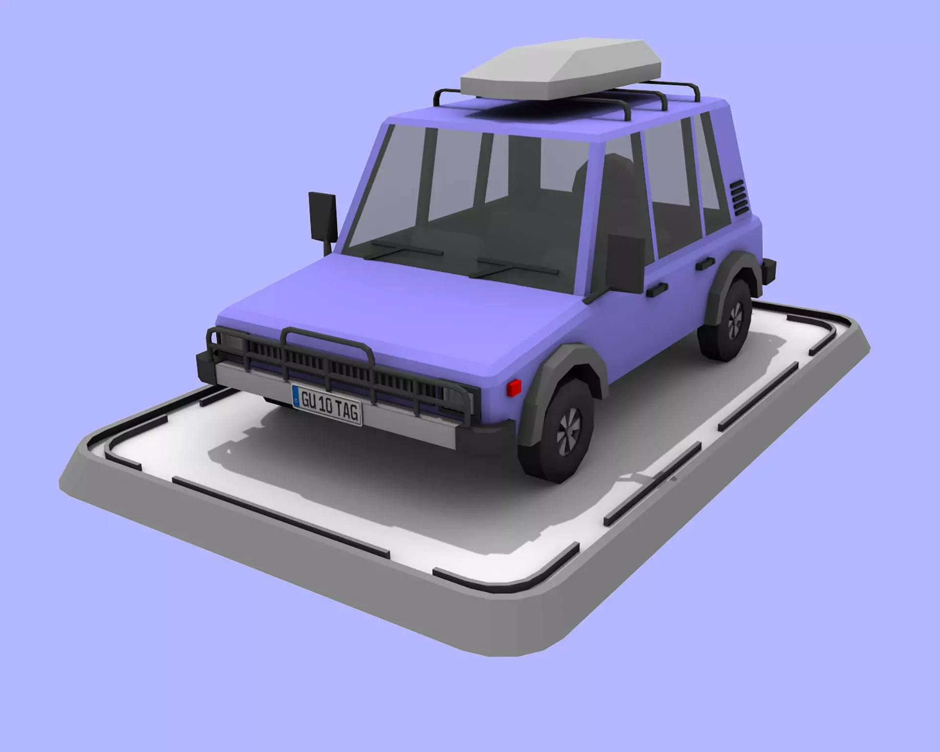 Cartoon Low Poly Jeep Crossover Car Low-poly 3D model_0