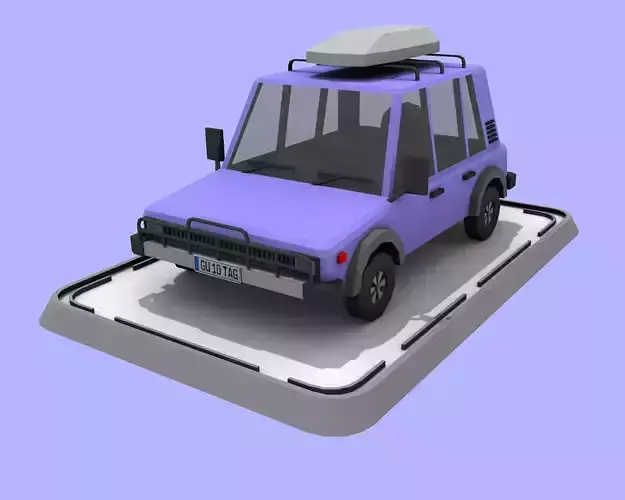 Cartoon Low Poly Jeep Crossover Car Low-poly 3D model