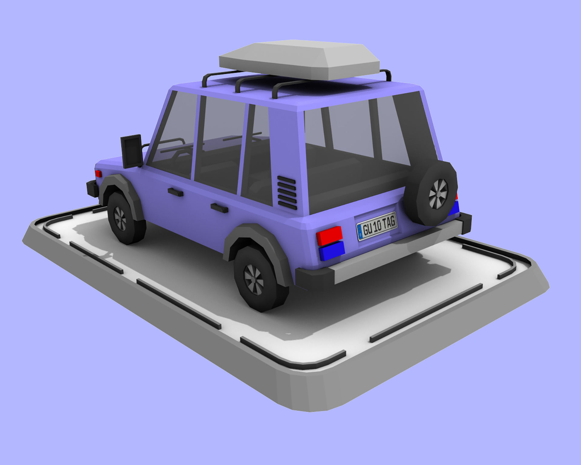 Cartoon Low Poly Jeep Crossover Car Low-poly 3D model_3