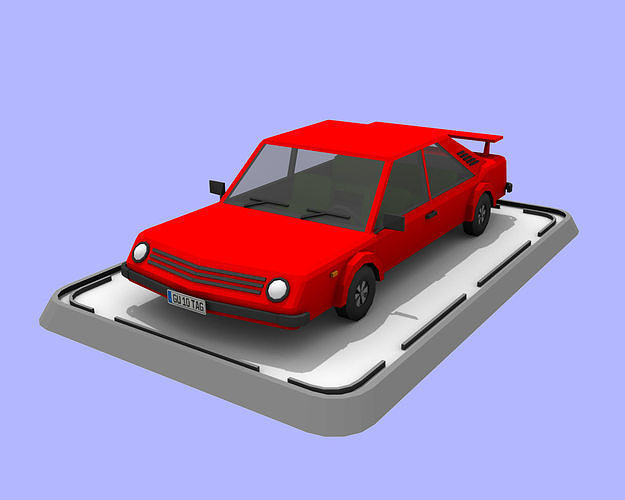 Cartoon Low Poly Sports Car Low-poly 3D model