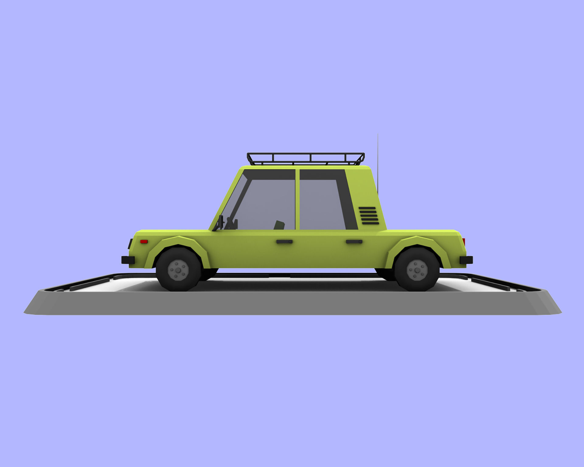 Cartoon Low Poly Car Low-poly 3D model_5