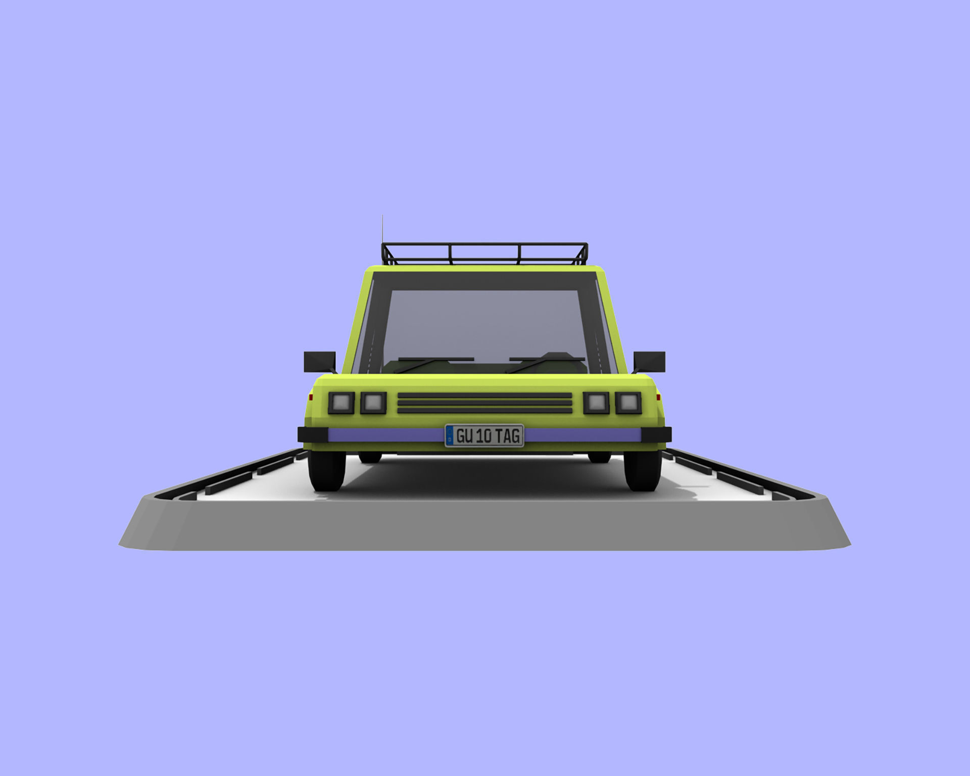 Cartoon Low Poly Car Low-poly 3D model_6