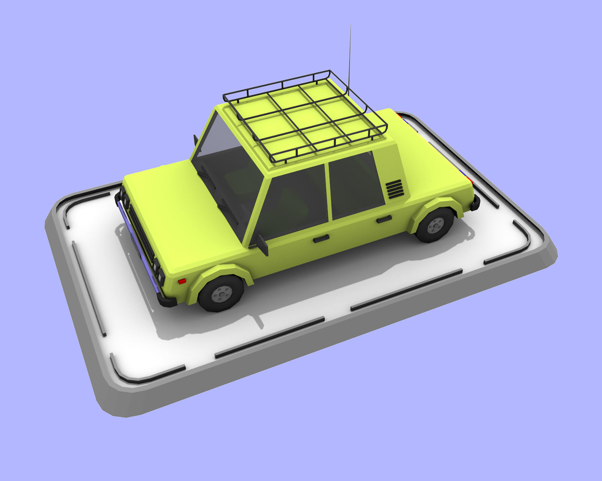 Cartoon Low Poly Car Low-poly 3D model_2