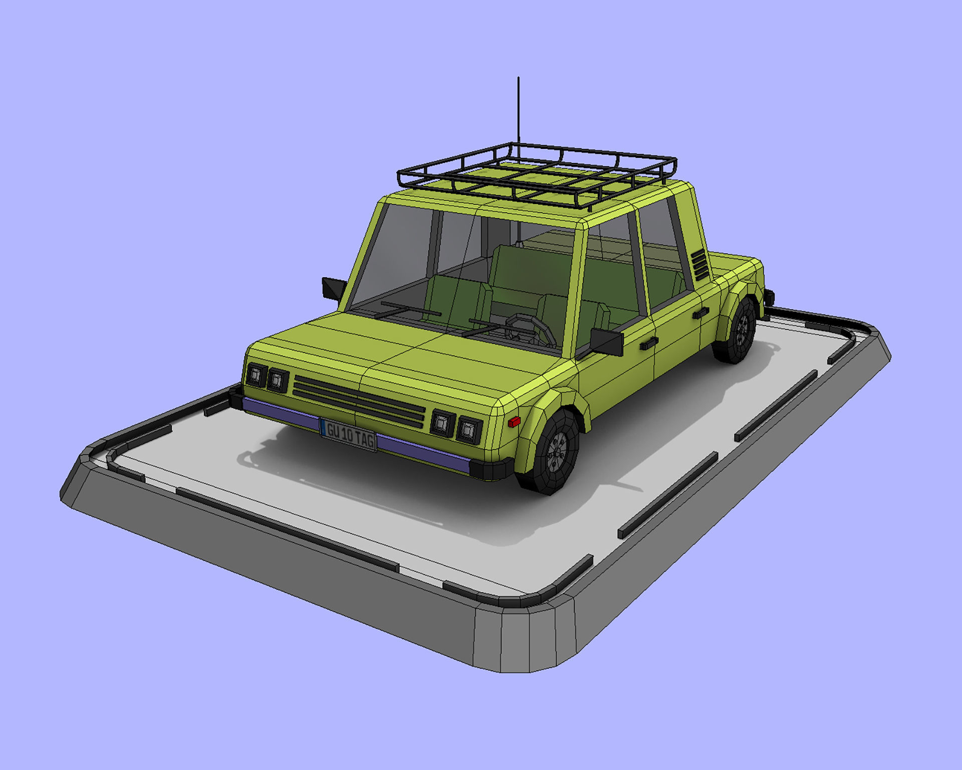Cartoon Low Poly Car Low-poly 3D model_1