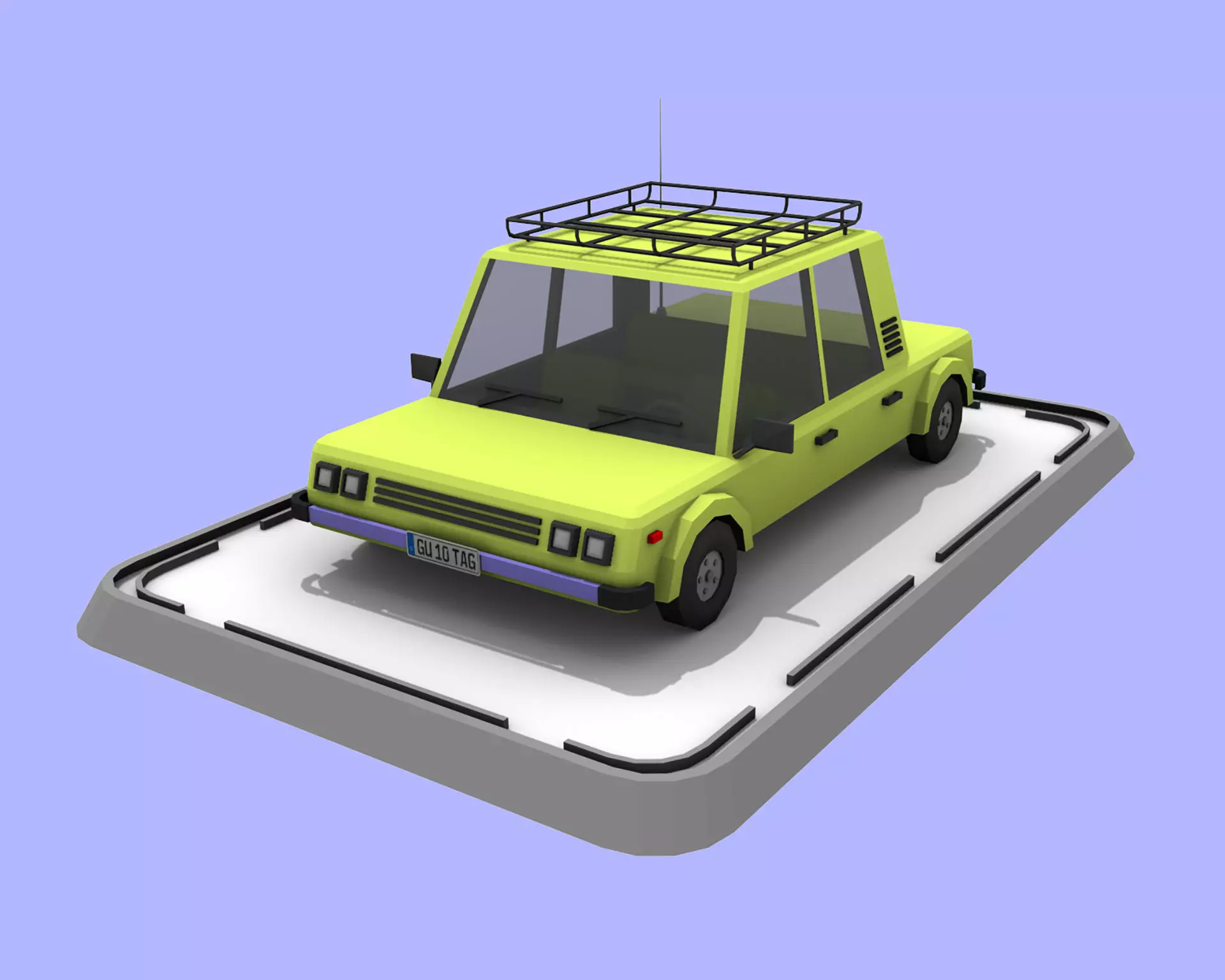 Cartoon Low Poly Car Low-poly 3D model_0