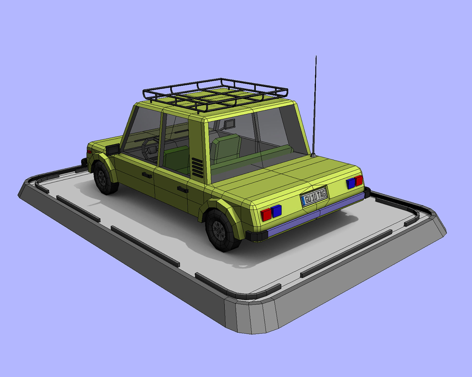 Cartoon Low Poly Car Low-poly 3D model_4