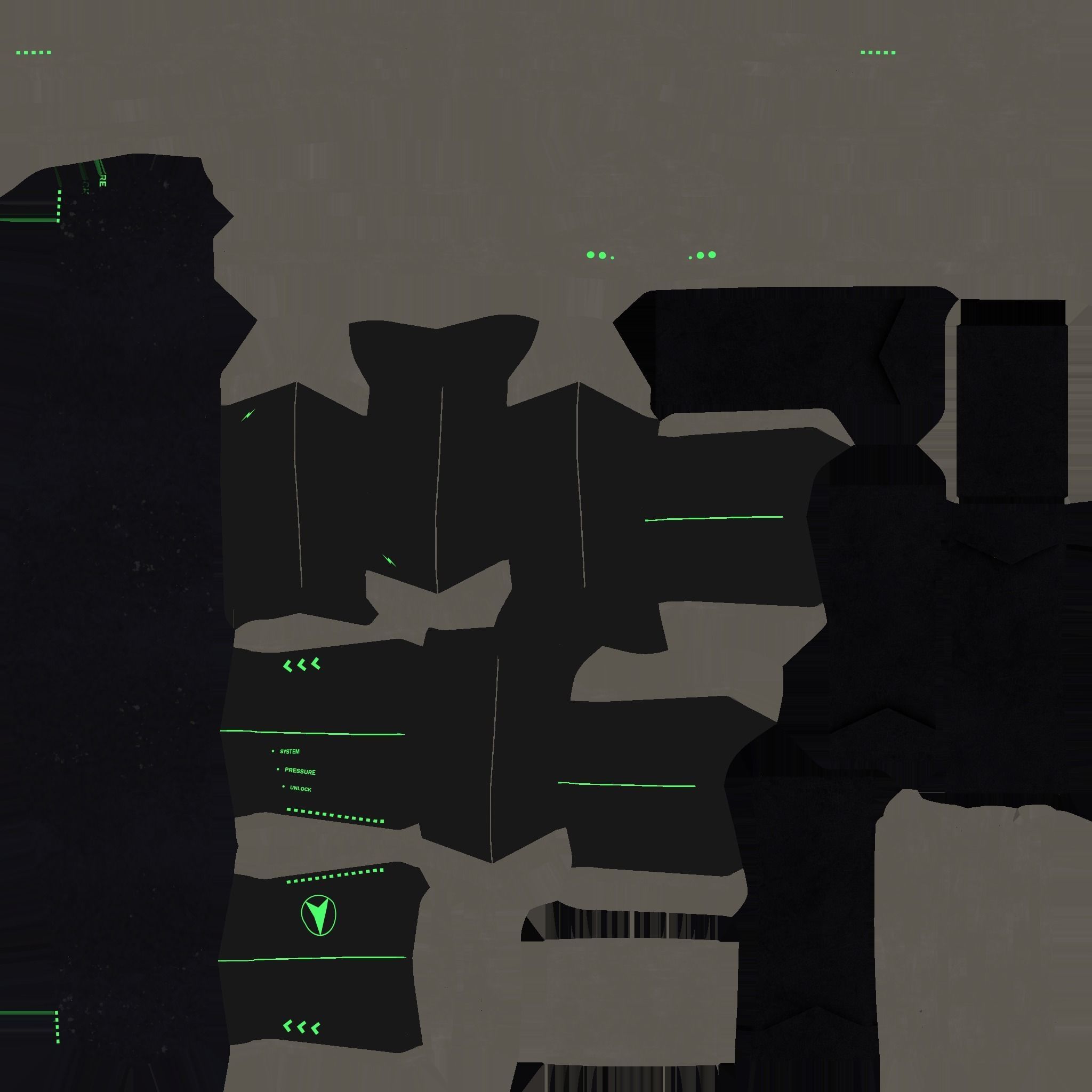 SciFi Glasses C01 Black Green - Character Design Fashion Low-poly 3D model_18