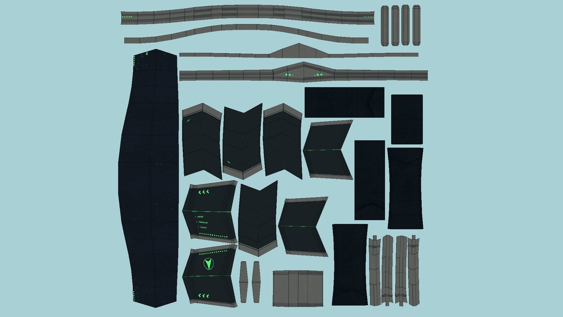 SciFi Glasses C01 Black Green - Character Design Fashion Low-poly 3D model_5