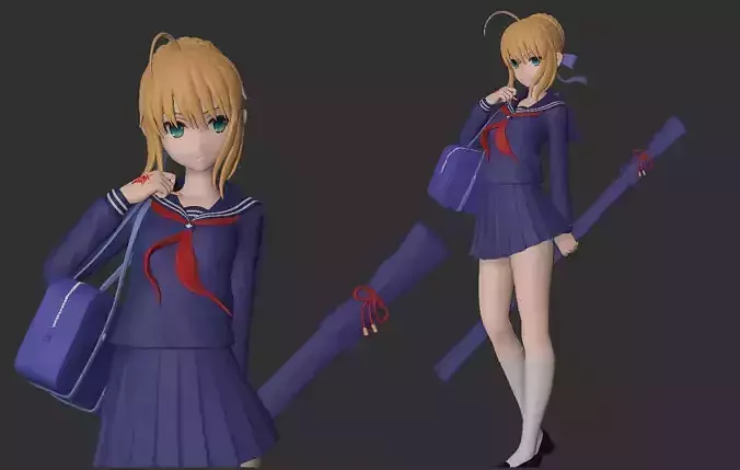 Saber - Fate stay night Artoria Pendragon  - Student Ver 3D print model