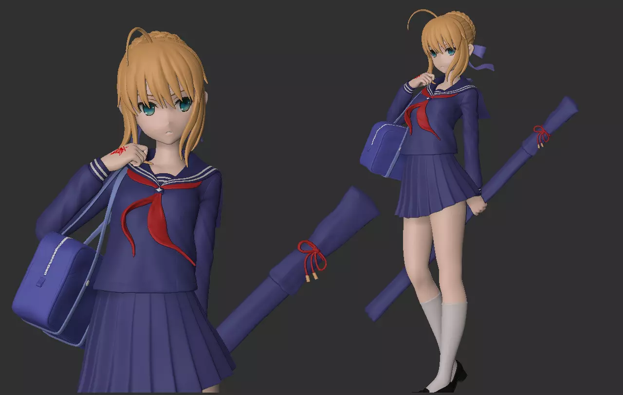 Saber - Fate stay night Artoria Pendragon - Student Ver 3D print model