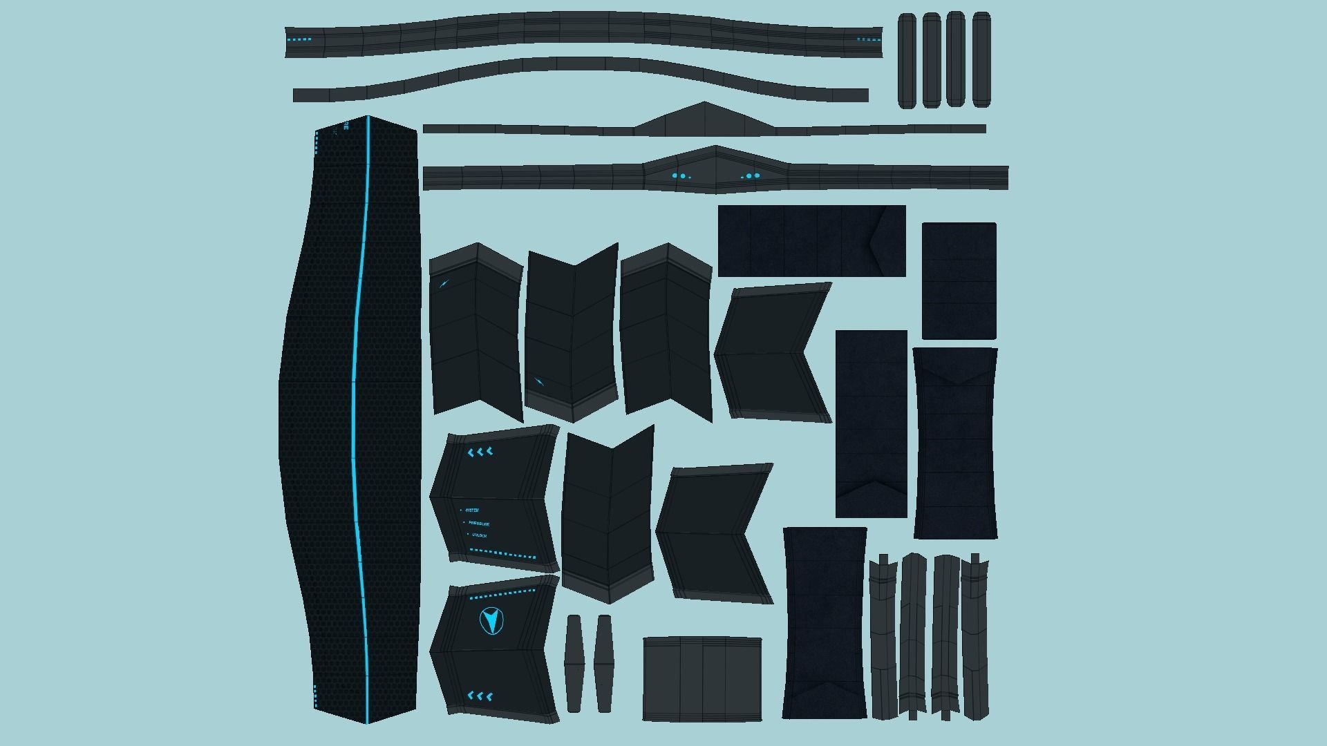 SciFi Glasses C05 Black Grid - Character Design Fashion Low-poly 3D model_5