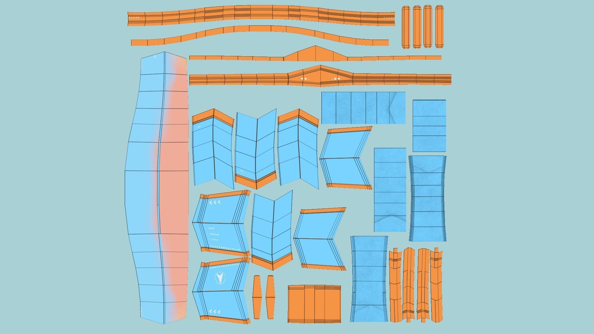 SciFi Glasses C07 Orange Blue - Character Design Fashion Low-poly 3D model_6