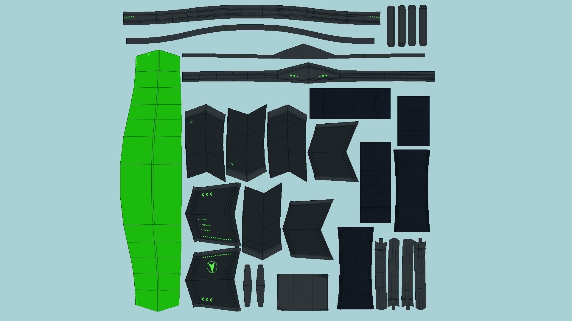 SciFi Glasses C08 Green - Character Design Fashion Low-poly 3D model_5