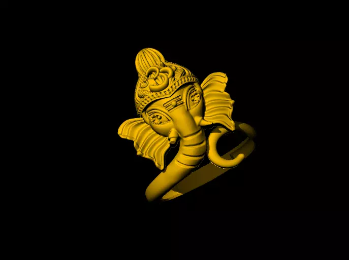 Regal 22 Karat Gold Ganesha Ring 3D print model