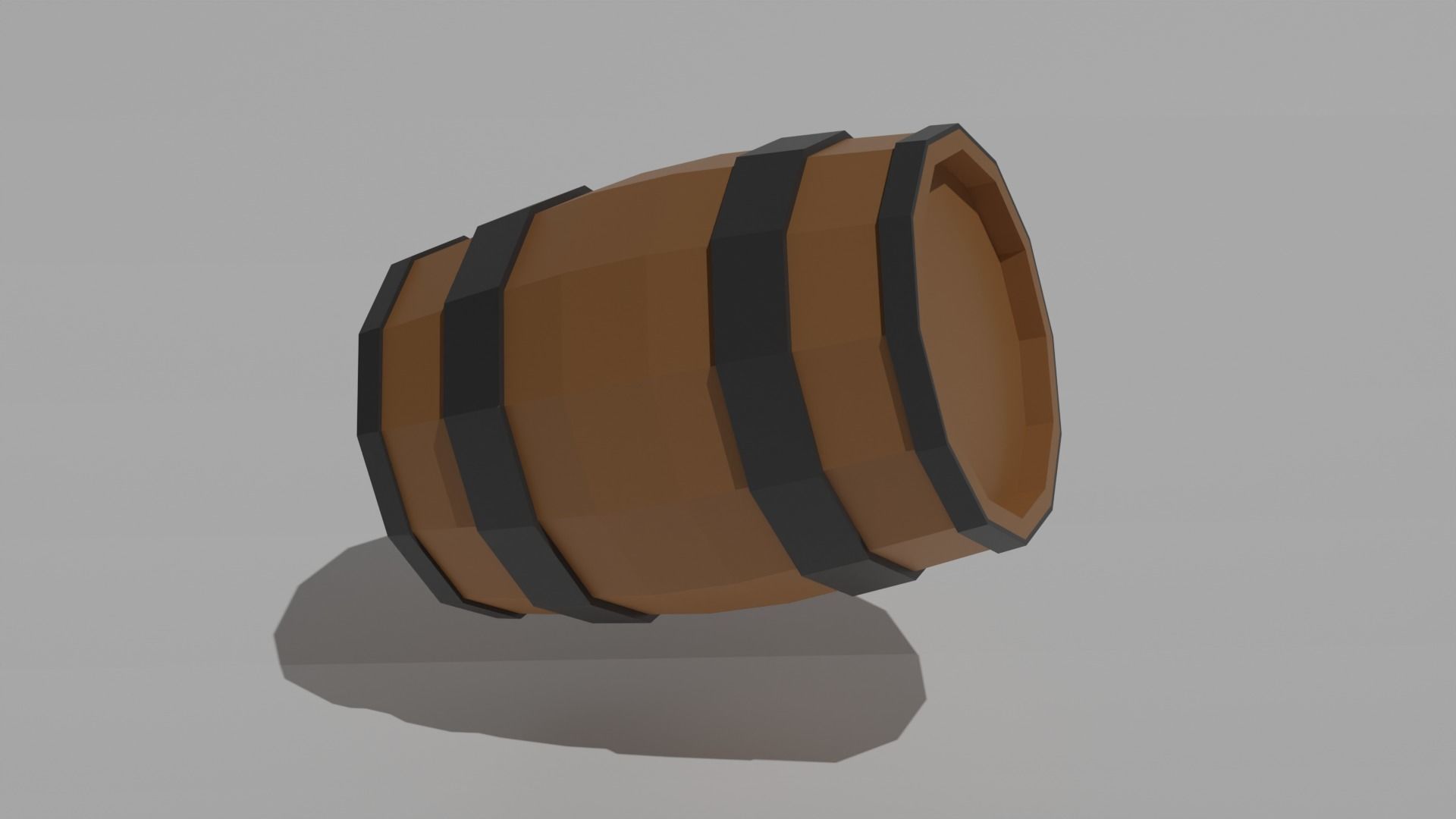 Low poly wooden barrel game Low-poly 3D model_4