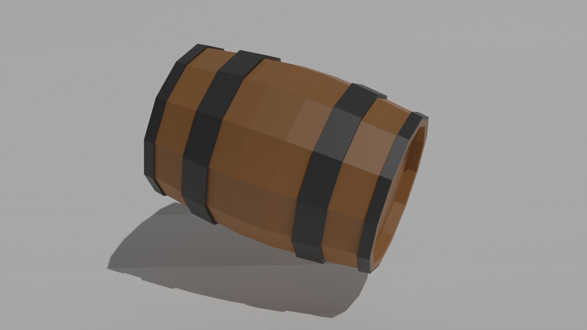 Low poly wooden barrel game Low-poly 3D model_3