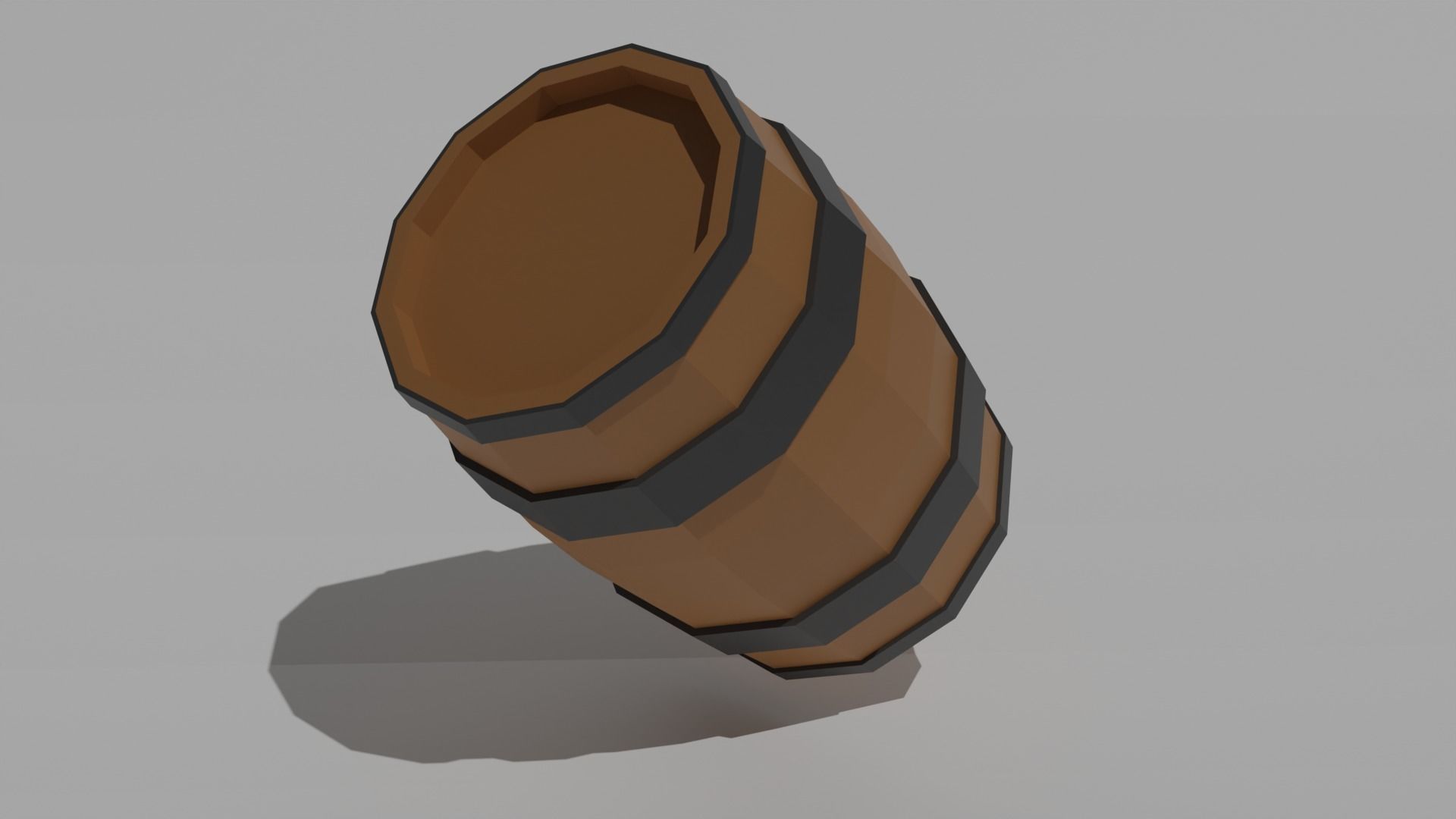 Low poly wooden barrel game Low-poly 3D model_1