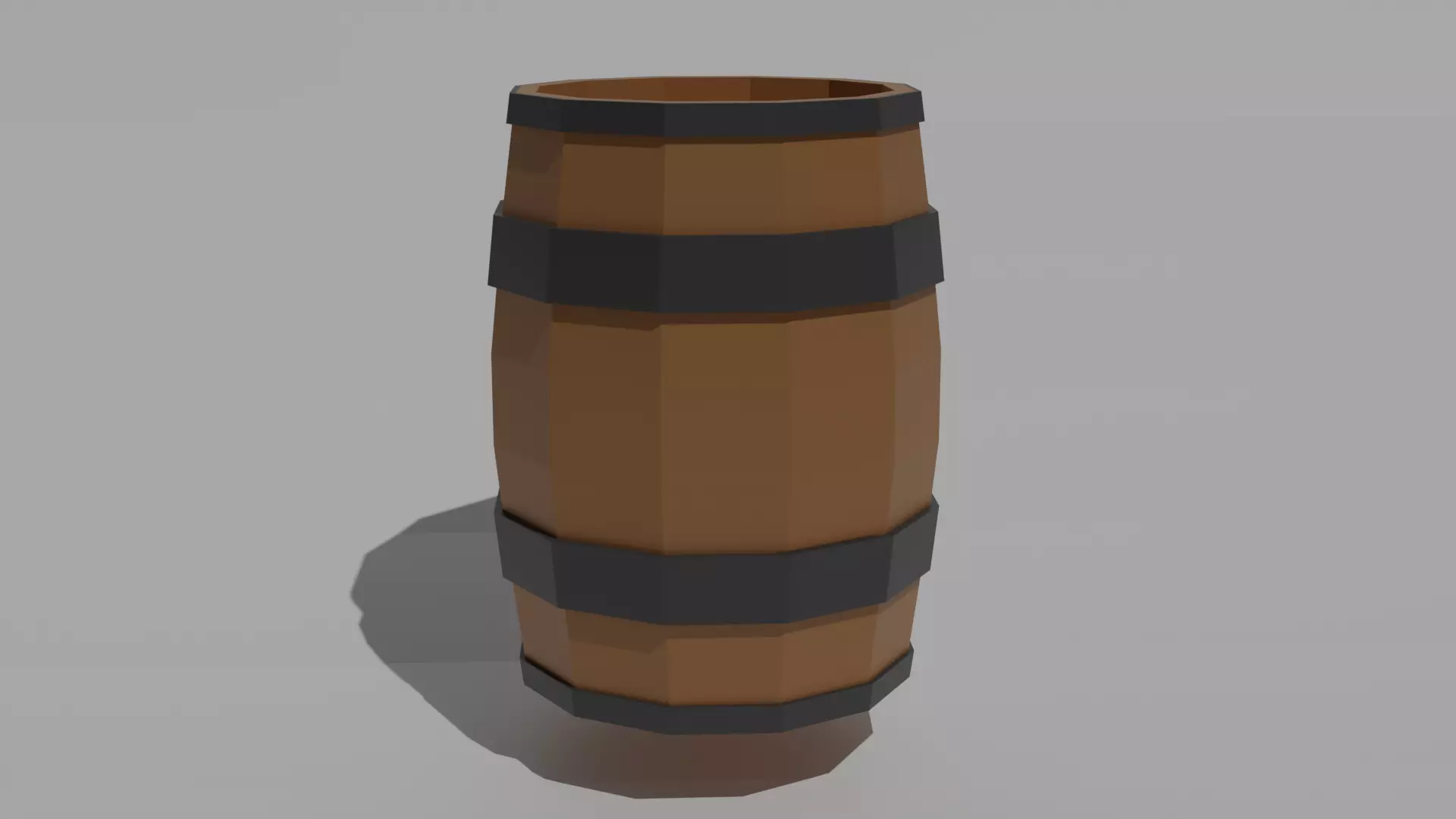 Low poly wooden barrel game Low-poly 3D model_0